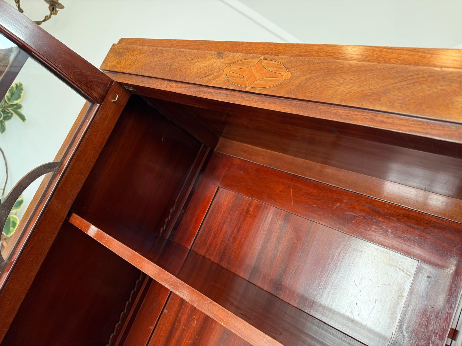 Originale Jugendstil Bücherschrank Vitrine Marketiert Antiquität G2187