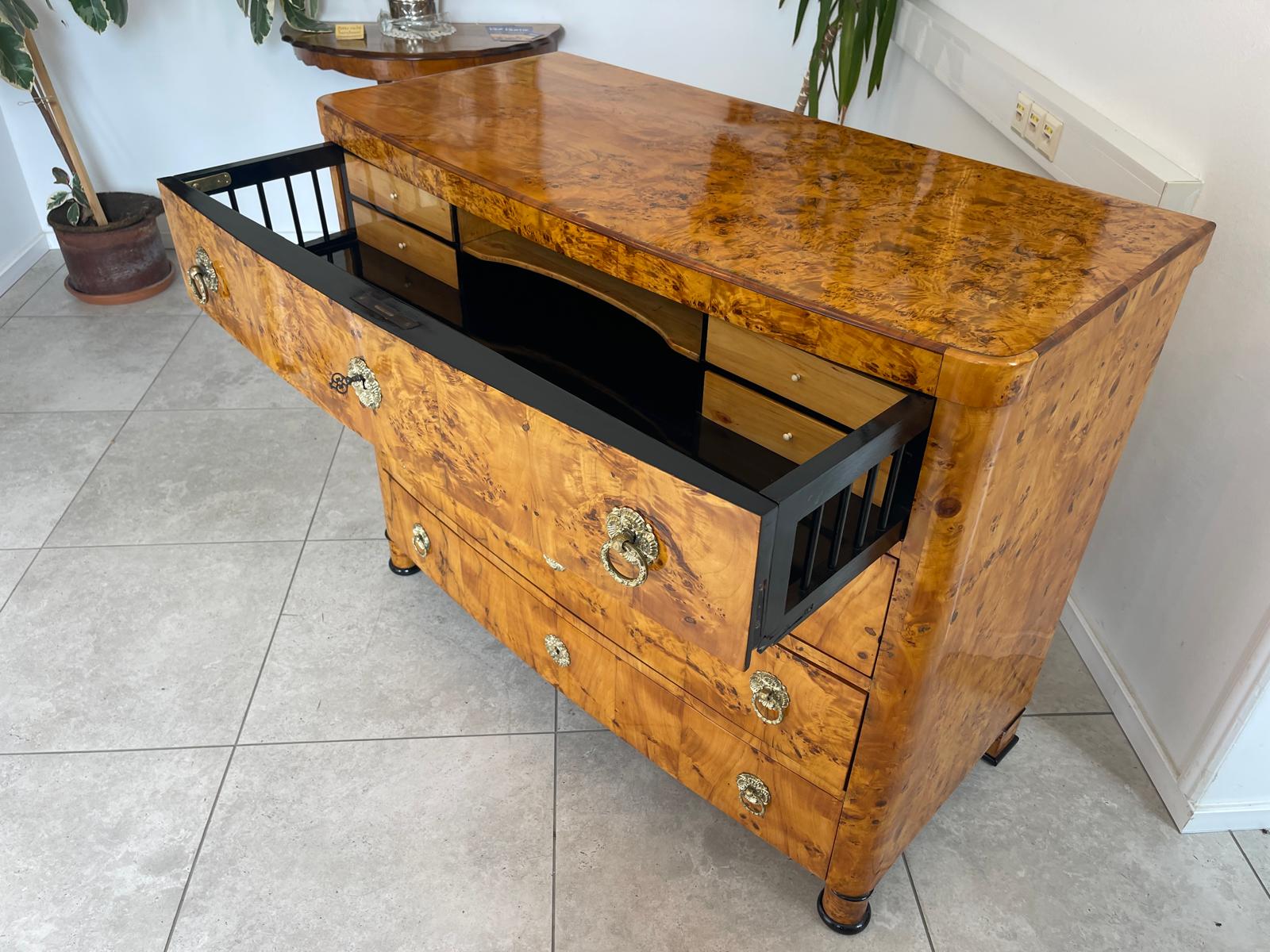 Restaurierte Biedermeier Schreibkommode Sekretär Pappelholz Antiquität G1747