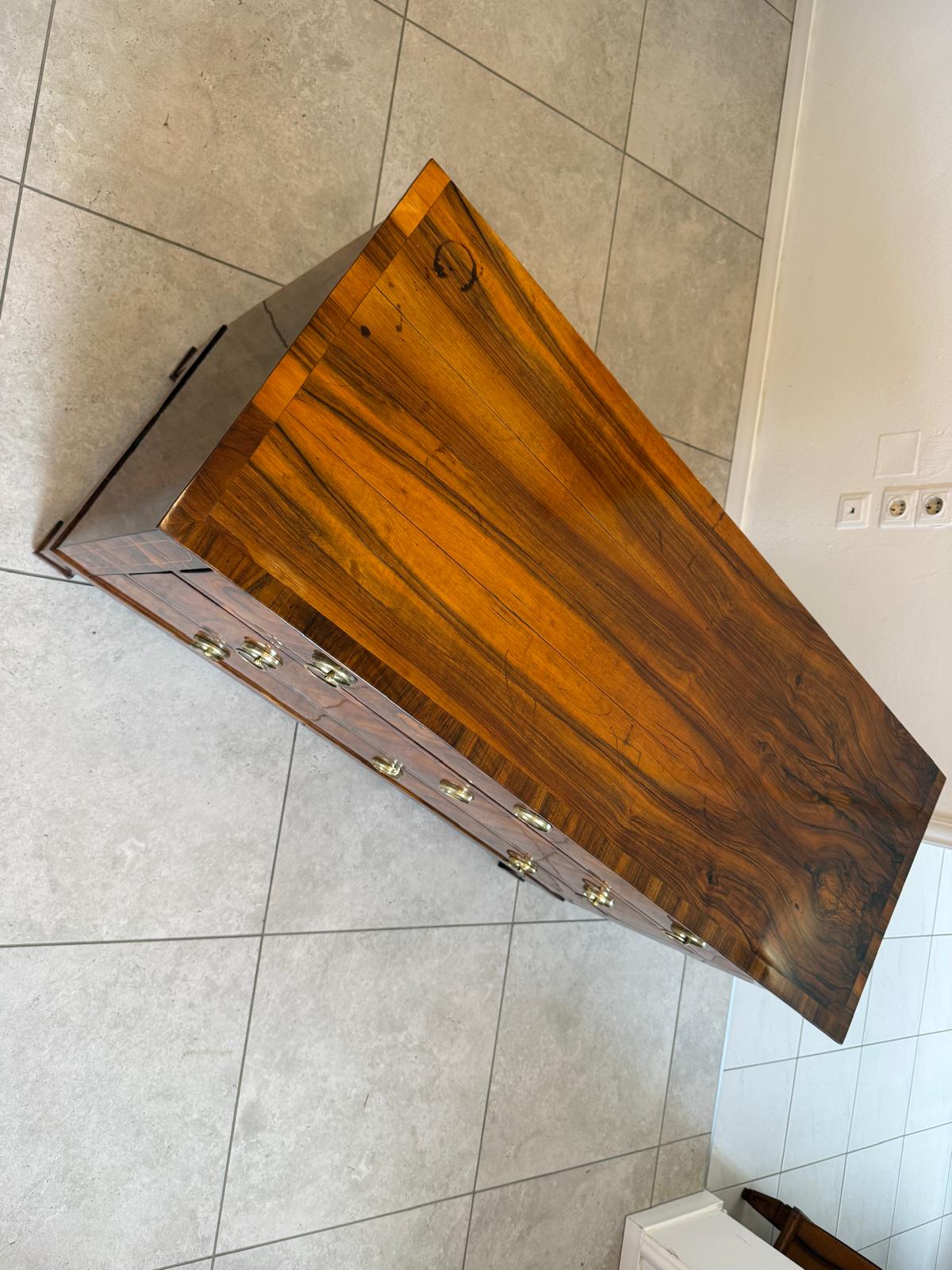 Biedermeier Kommode 3 Ladenkommode Nussholz Antiquität Restauriert D2474
