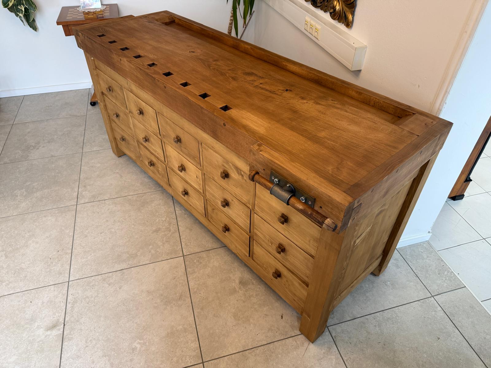 Antike massivholz Hobelbank Werkbank Pult Thresen Landhausmöbel Weichholz  D2276