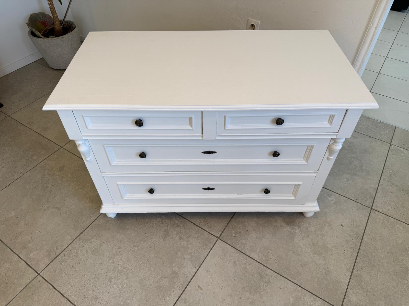 Bäuerliche Gründerzeit Anrichte Sideboard Kommode Naturholz  Weiss D2340