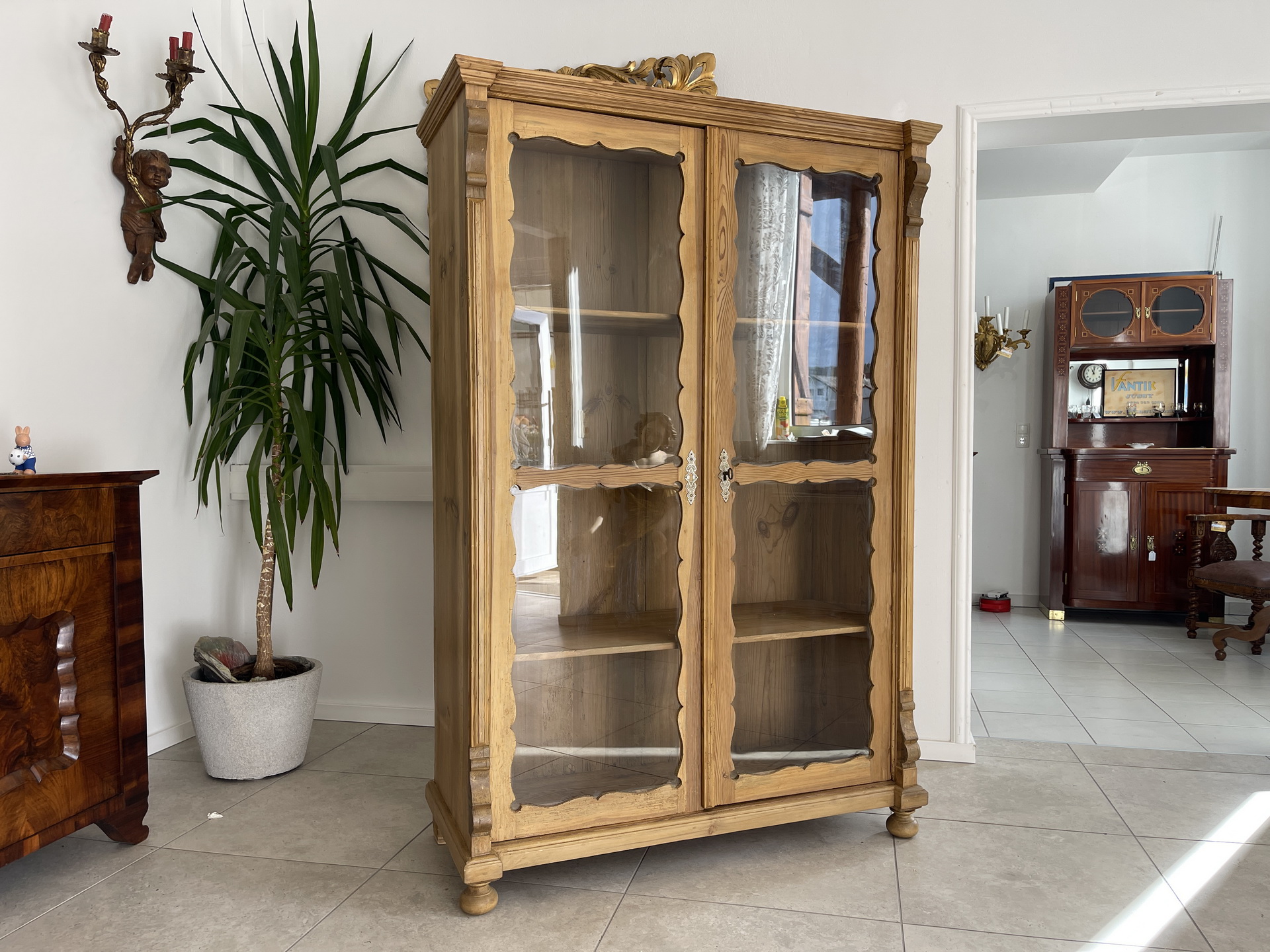 Bauernschrank_130stirdXAWHfiZr Biedermeier Vitrine Naturholz Bücherschrank Bauernschrank A4249