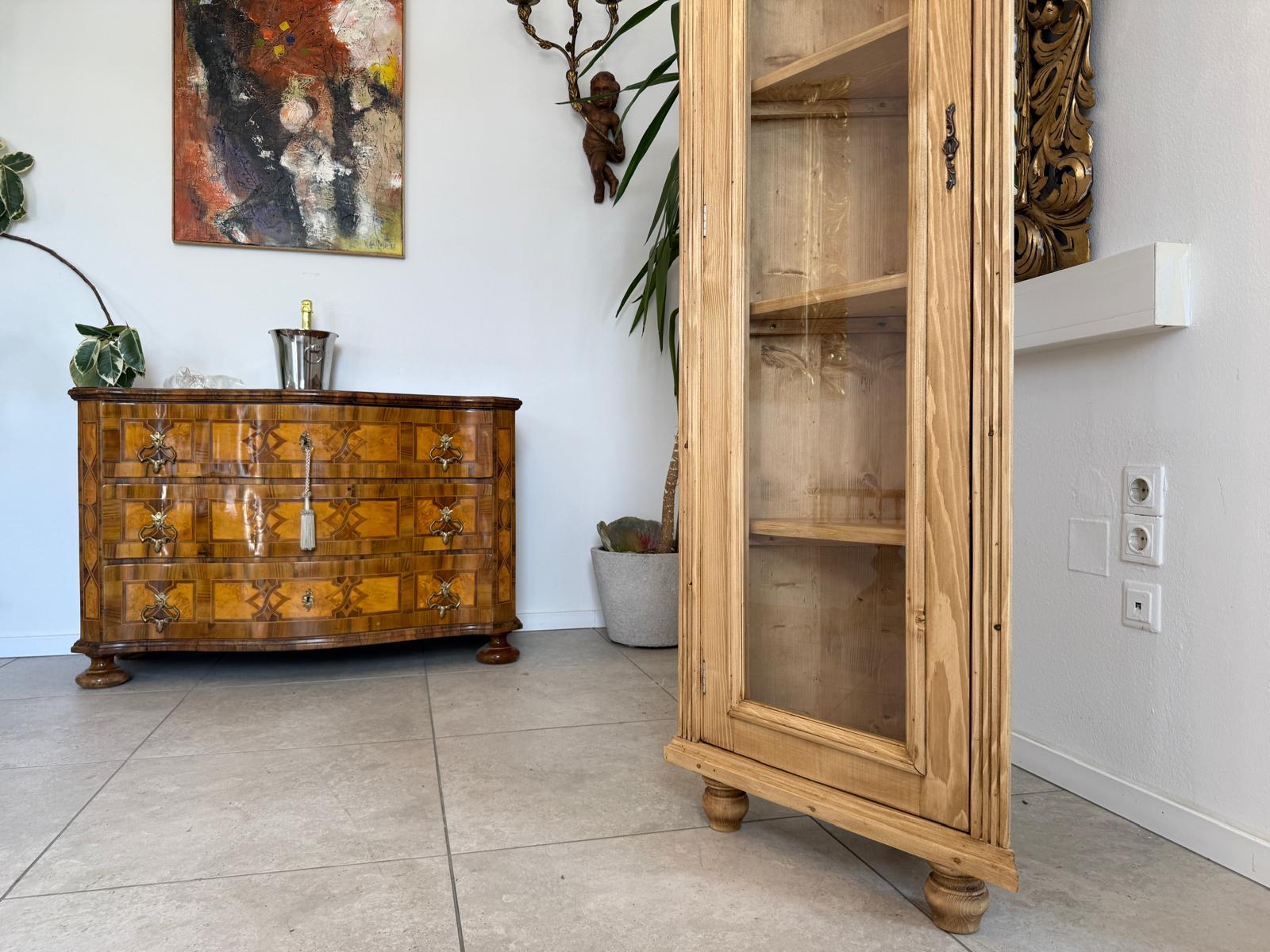 Eckschrank Eckvitrine Naturholz Weichholz BauernschrankD2671