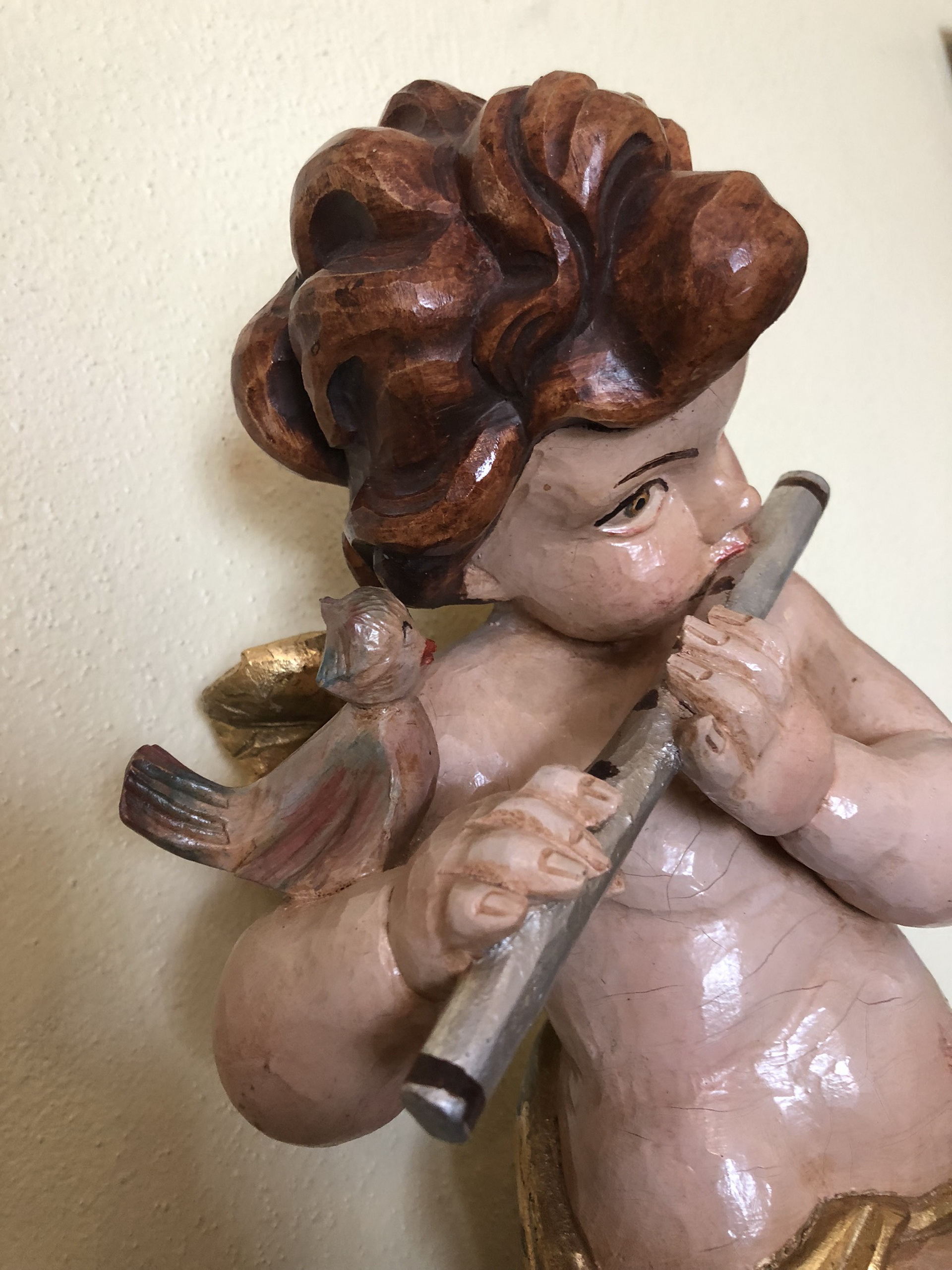 antike-bauernstube-barock_128 hölzerne Engelsfigur Engel Holzfigur Kirchliches Wesen Z1550