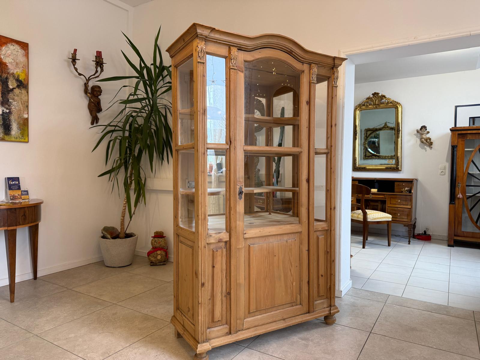 Bäuerliche Gründerzeit Vitrine Bauernvitrine Bauernschrank Naturholz G2340