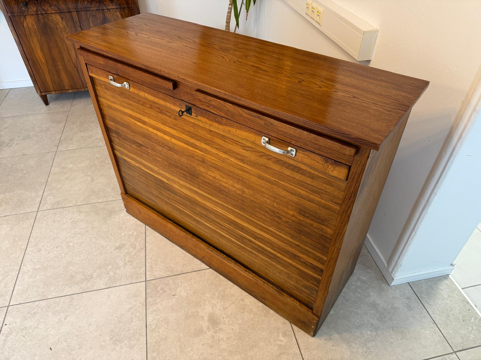 Jugendstil Rolladenschrank Antik Braun Büroschrank G2018