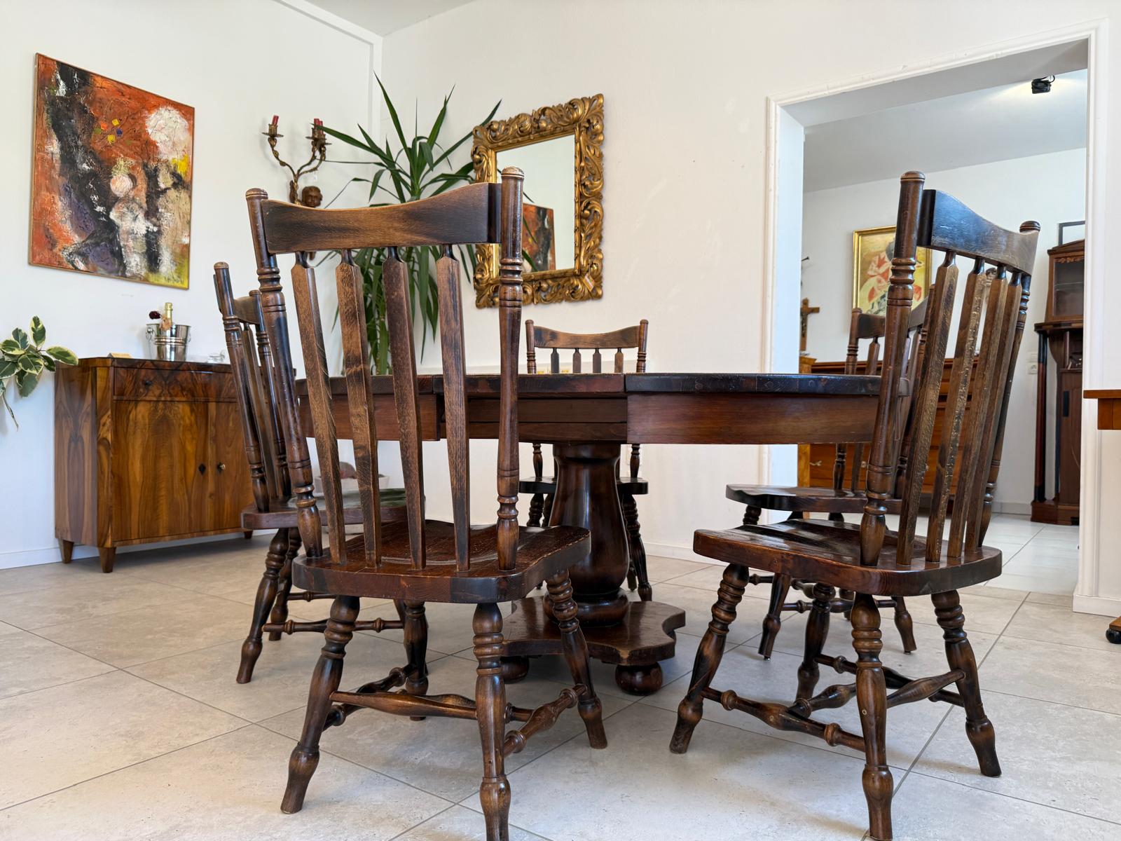 Bauernstube Speisezimmergruppe Tisch 5 Sessel  G1901