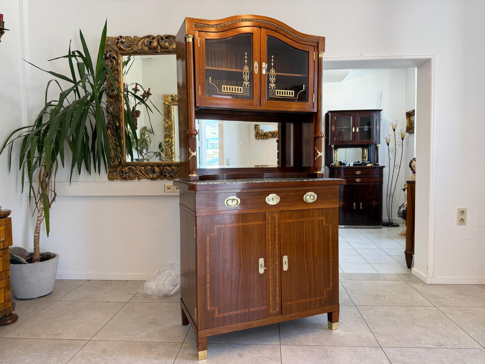 Jugendstil Aufsatzbuffet Antiquität Kredenz Küchenschrank D2697