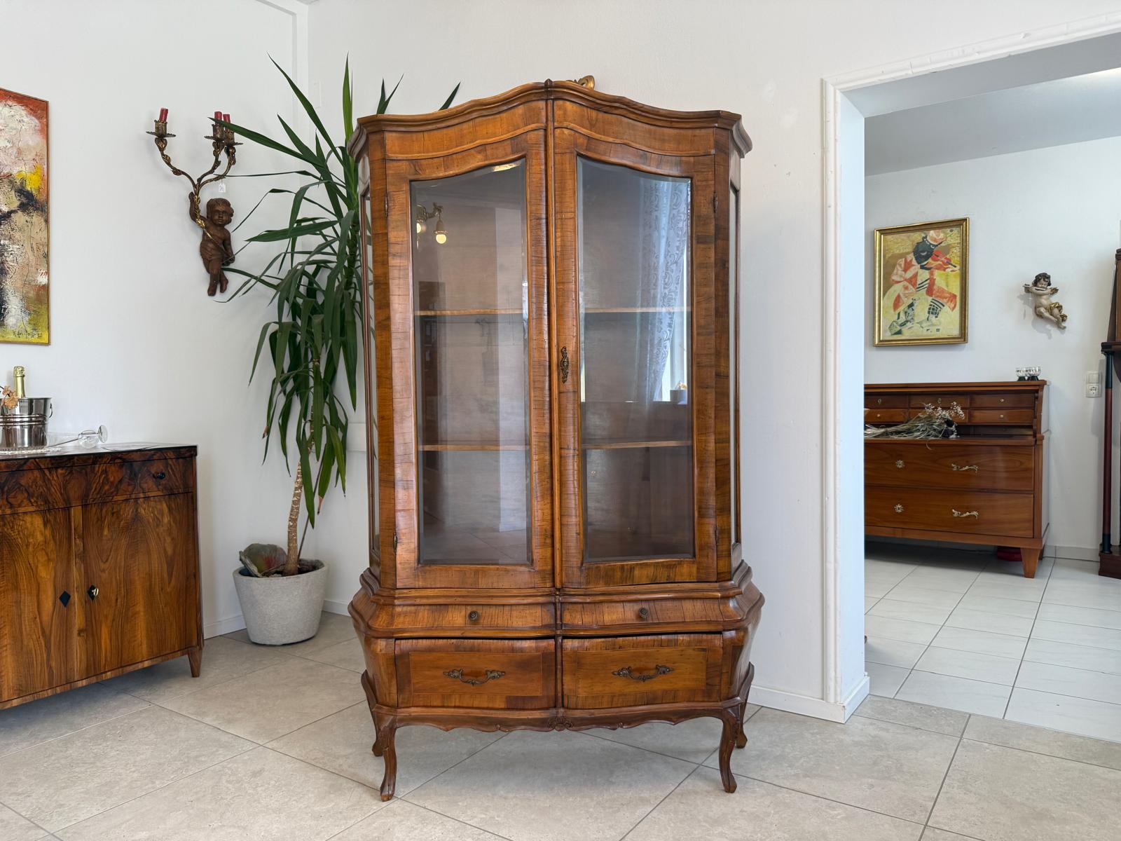 Bücherschrank Barock Barockstil Vitrine Glasschrank Wohnzimmerschrank G1956