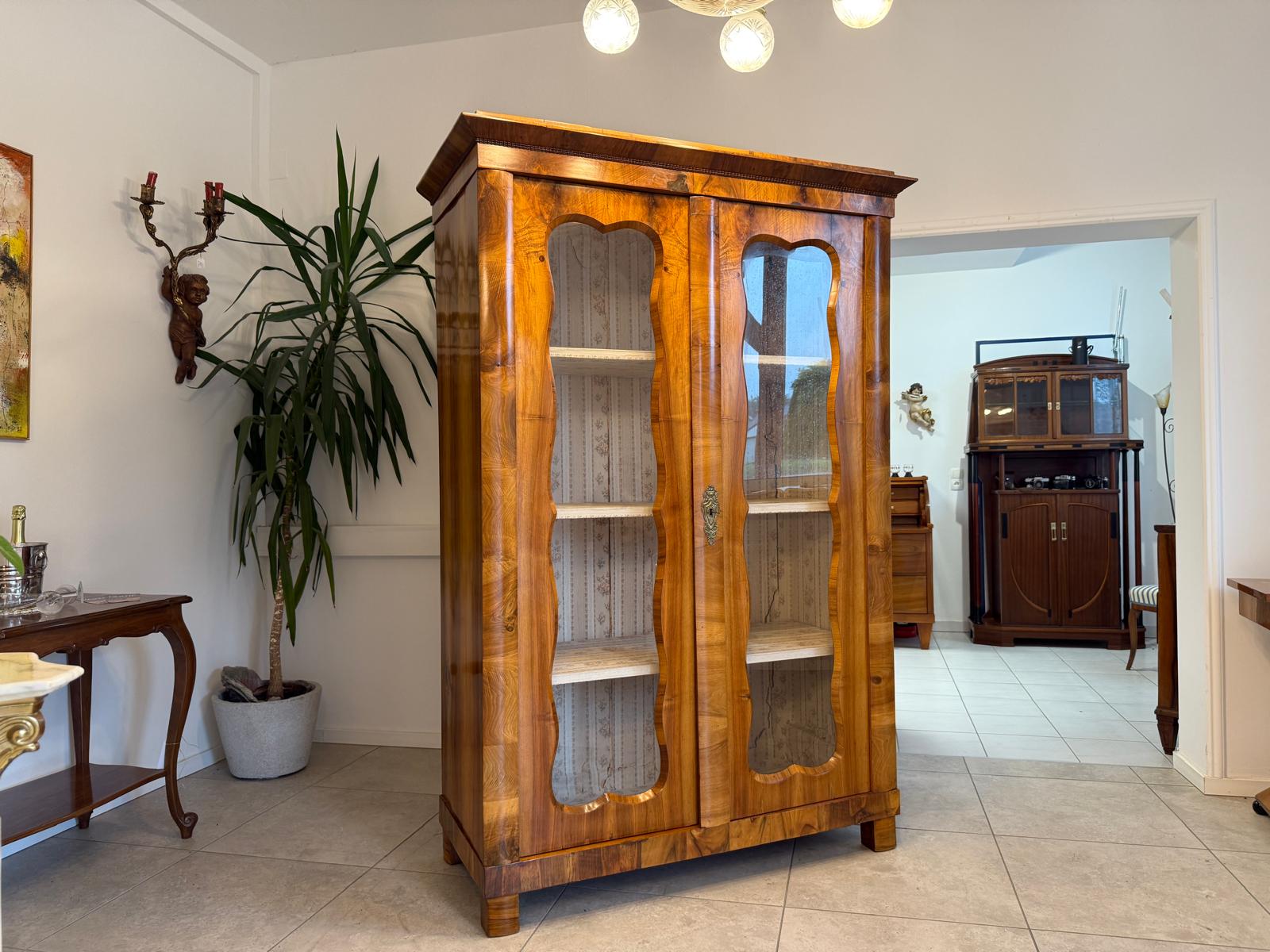 Antiquität Biedermeier Vitrine Bücherschrank Glasschrank Vitrine Antiquität G1807