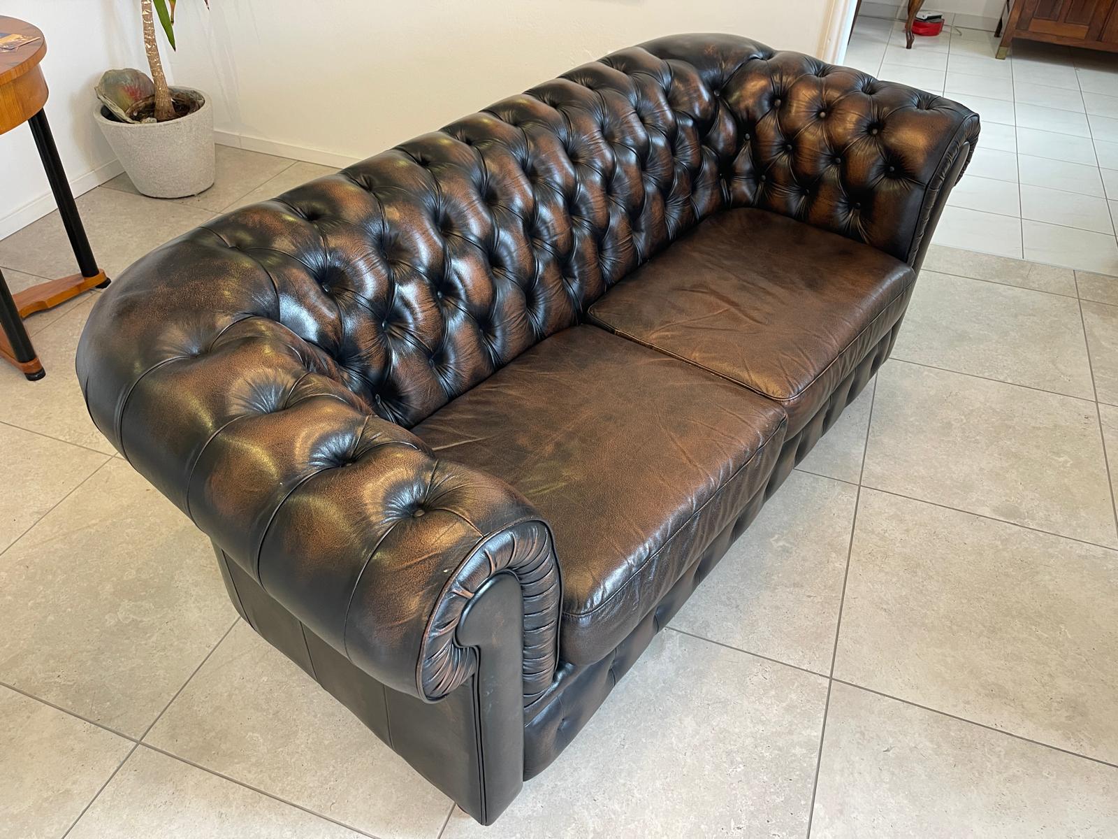 Chesterfield 3er Clubsofa Diwan Couch Zigarrenbraun G1333 Kopie