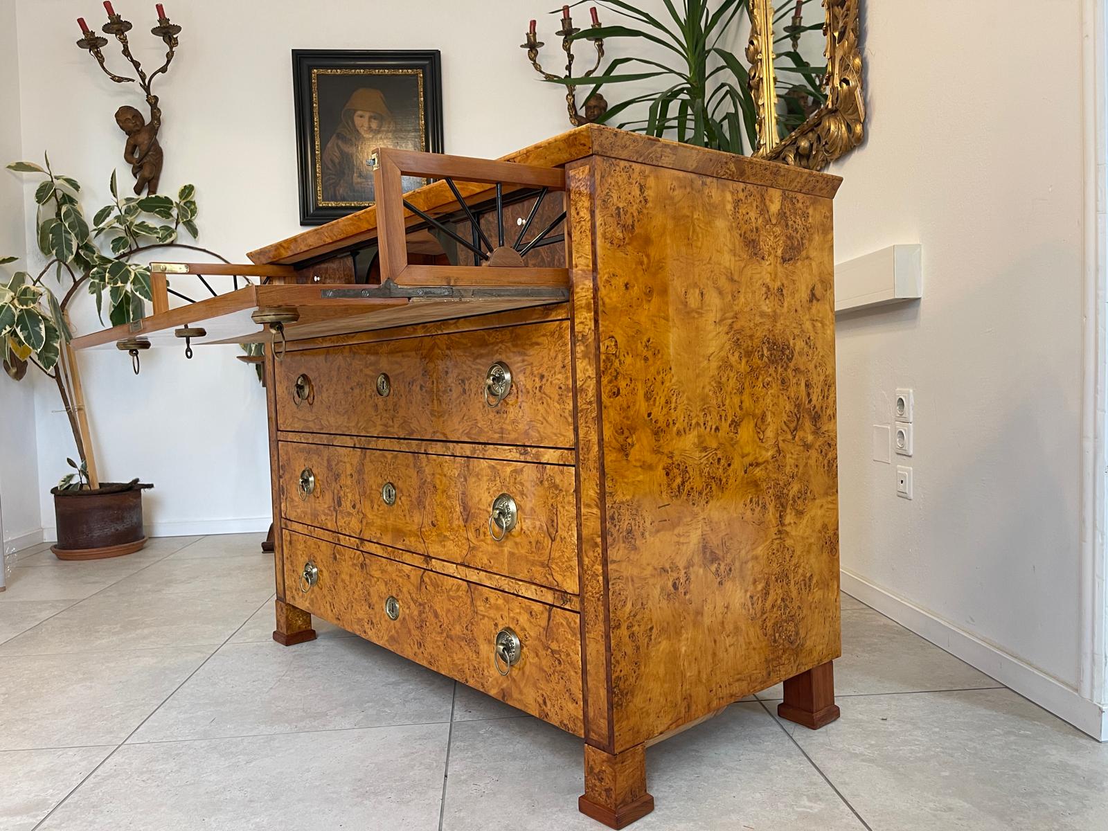 Restaurierte Biedermeier Schreibkommode Sekretär Nussholz Antiquität G1506