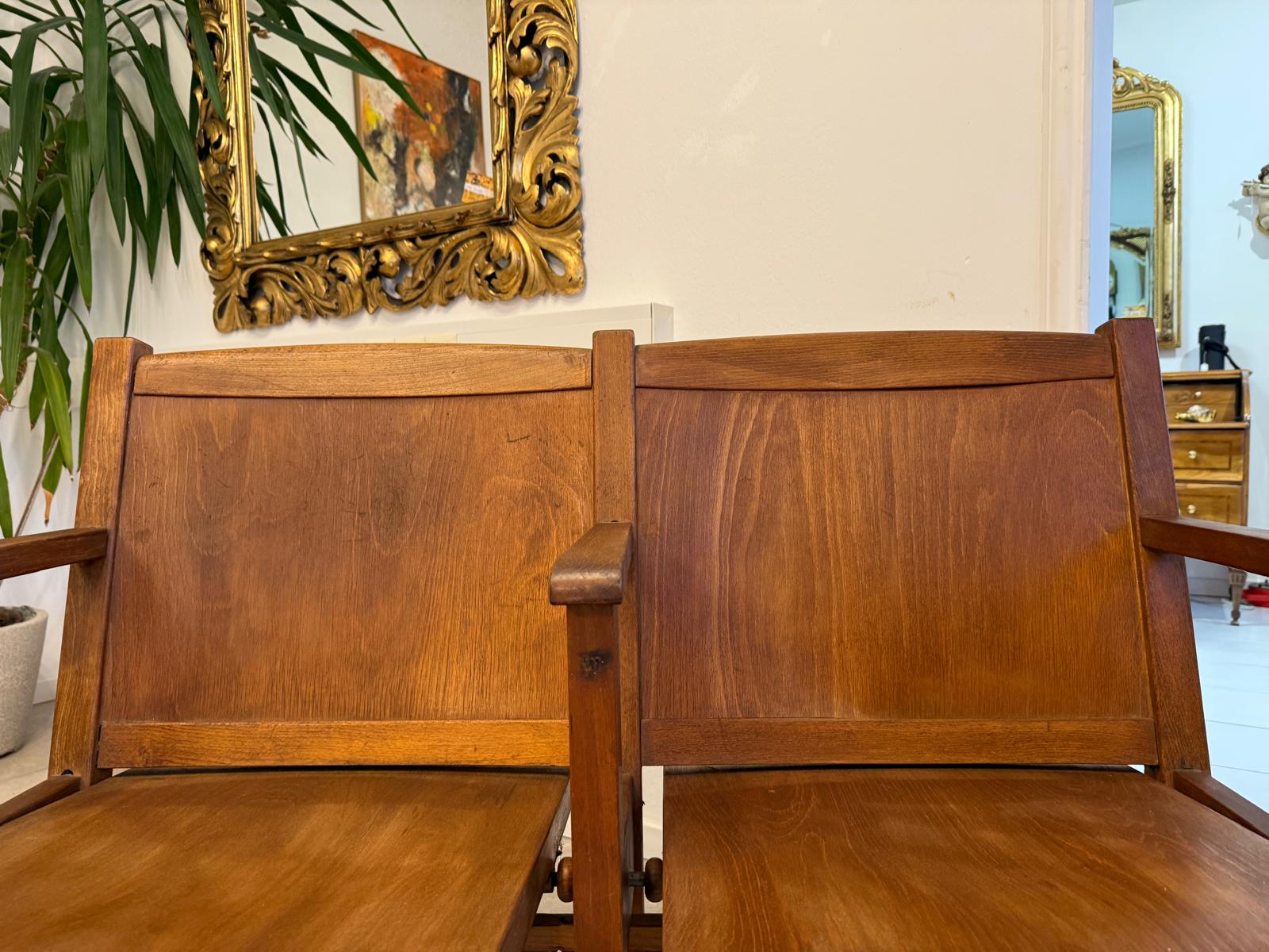 Original Wiener Kinosessel 2er Sitz Klappstuhl Stuhl Nostalgie Antik G2267