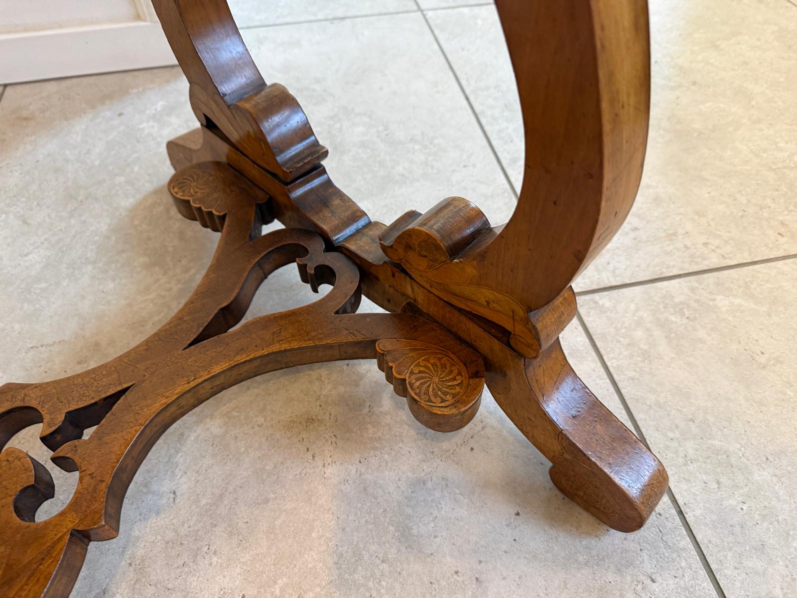 Biedermeier Tisch Schreibtisch Sekretär Marketiert Intarsien Antiquität G2373