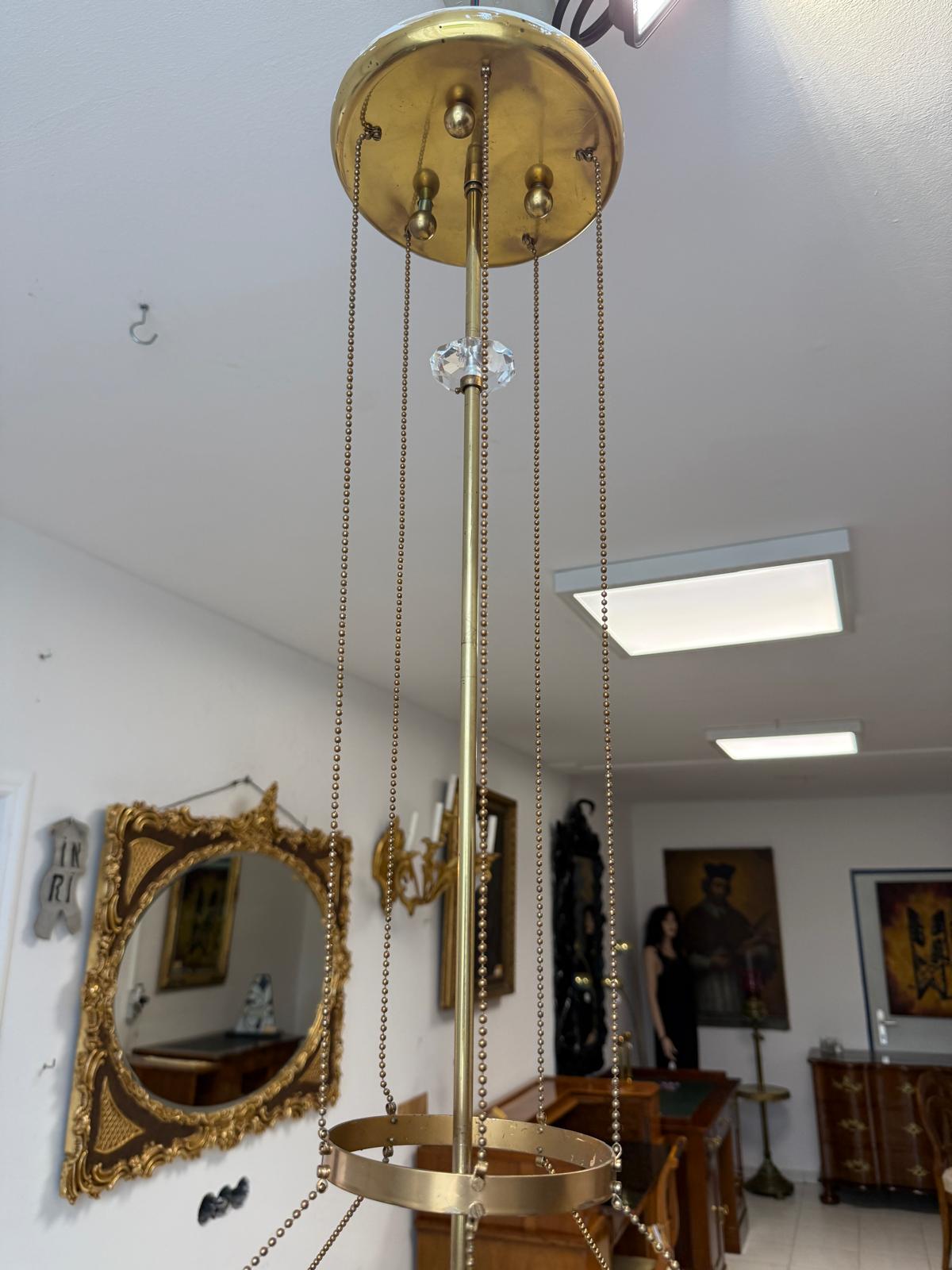 Jugendstil Luster Lampe Kronleuchter Messing Leuchte Antik G2024