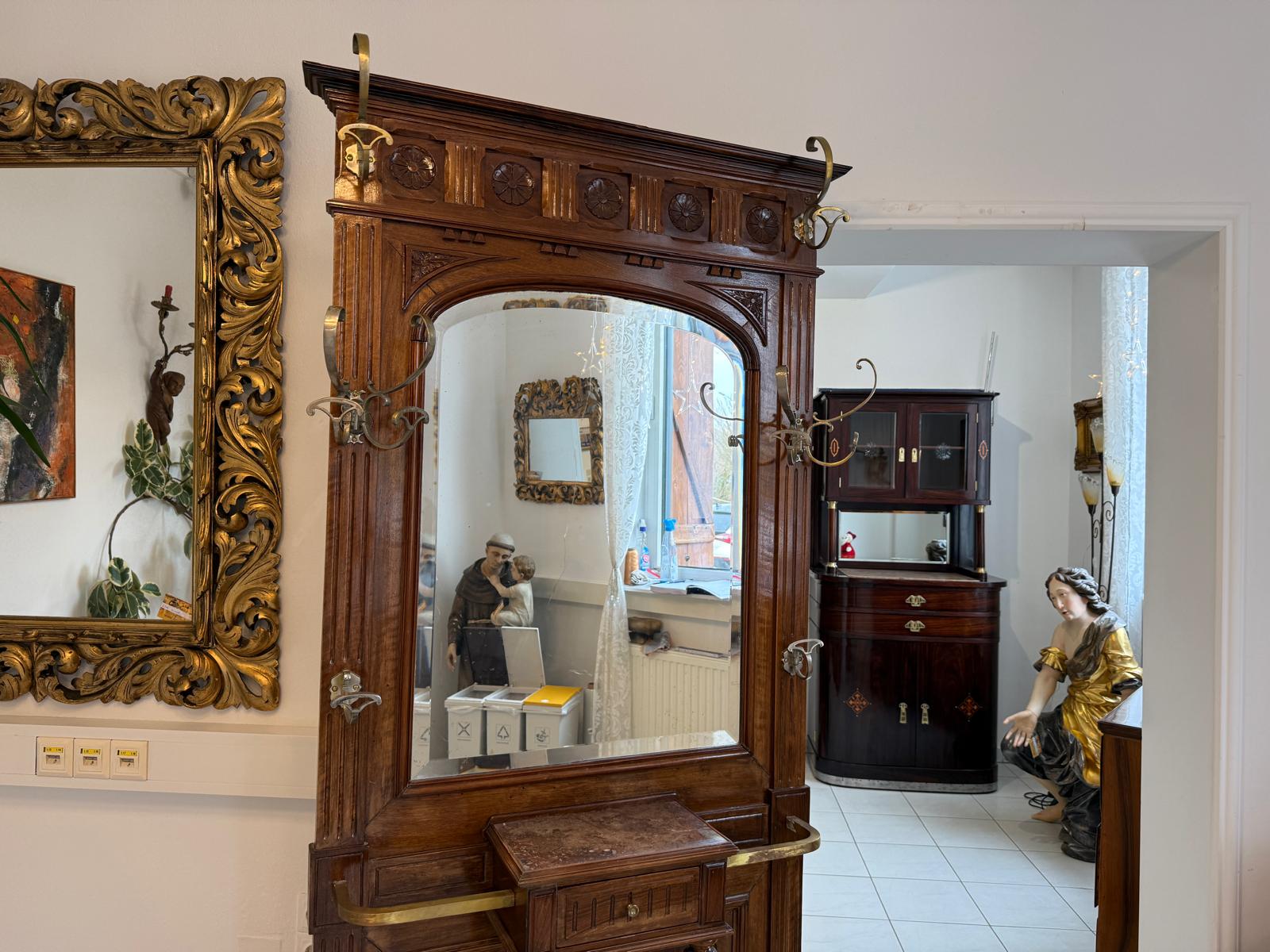 Geräumige Jugendstil Jugendstil Garderobe Kleiderablage Antiquität D1031