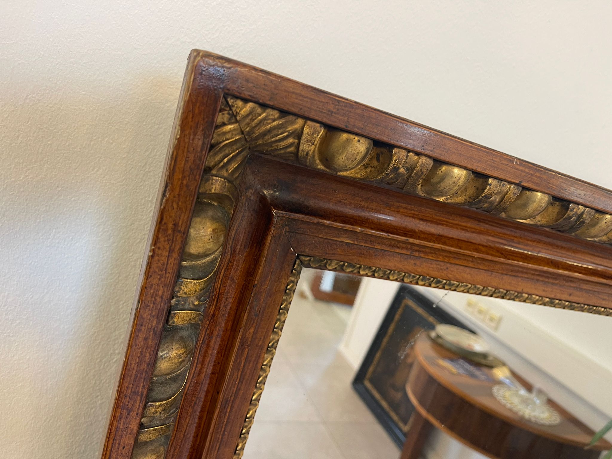 Biedermeier Spiegel Wandspiegel Original Nussholz Furniert E1011