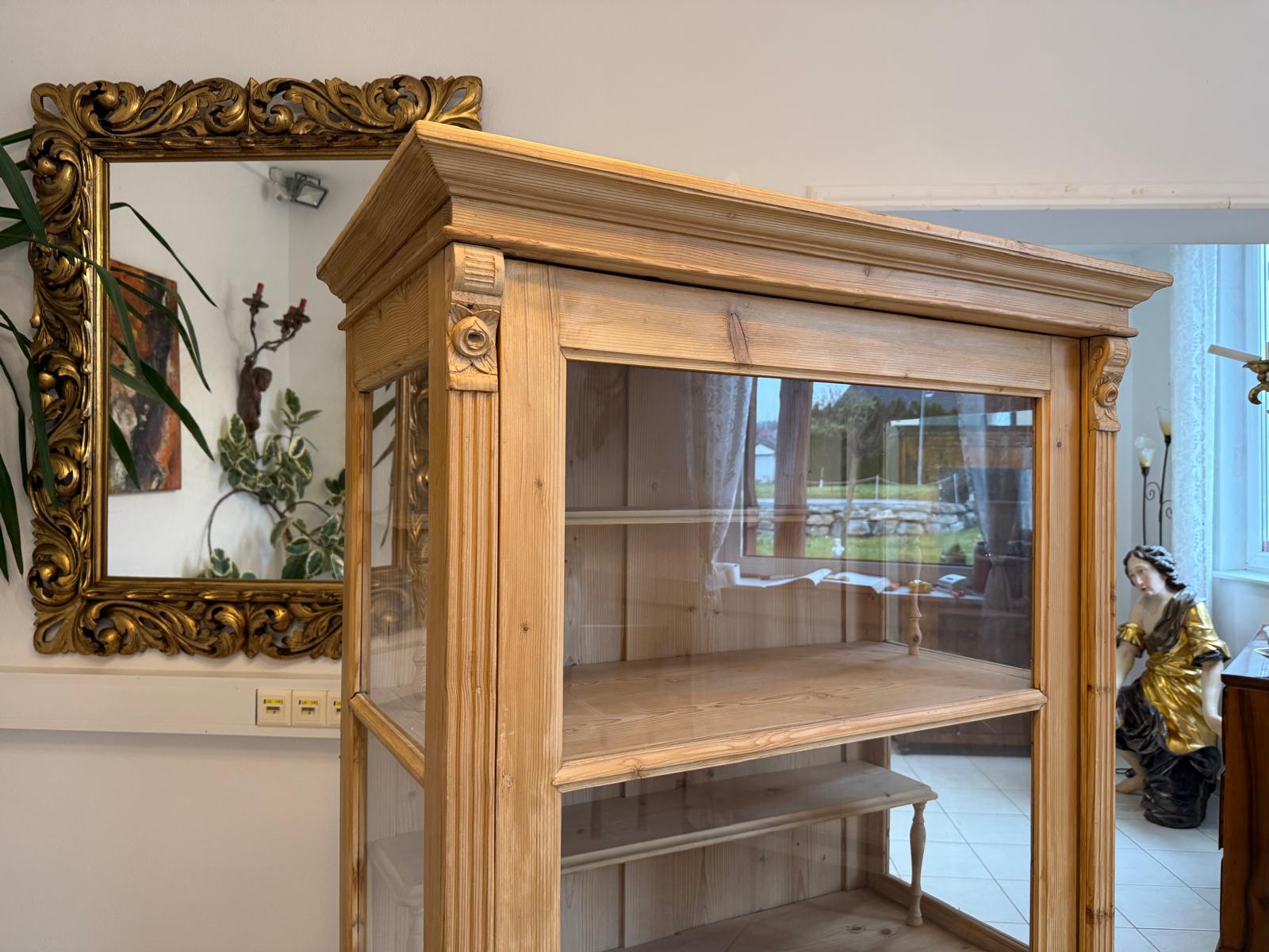 Bäuerliche Gründerzeit Vitrine Bauernvitrine Bauernschrank Naturholz G2215