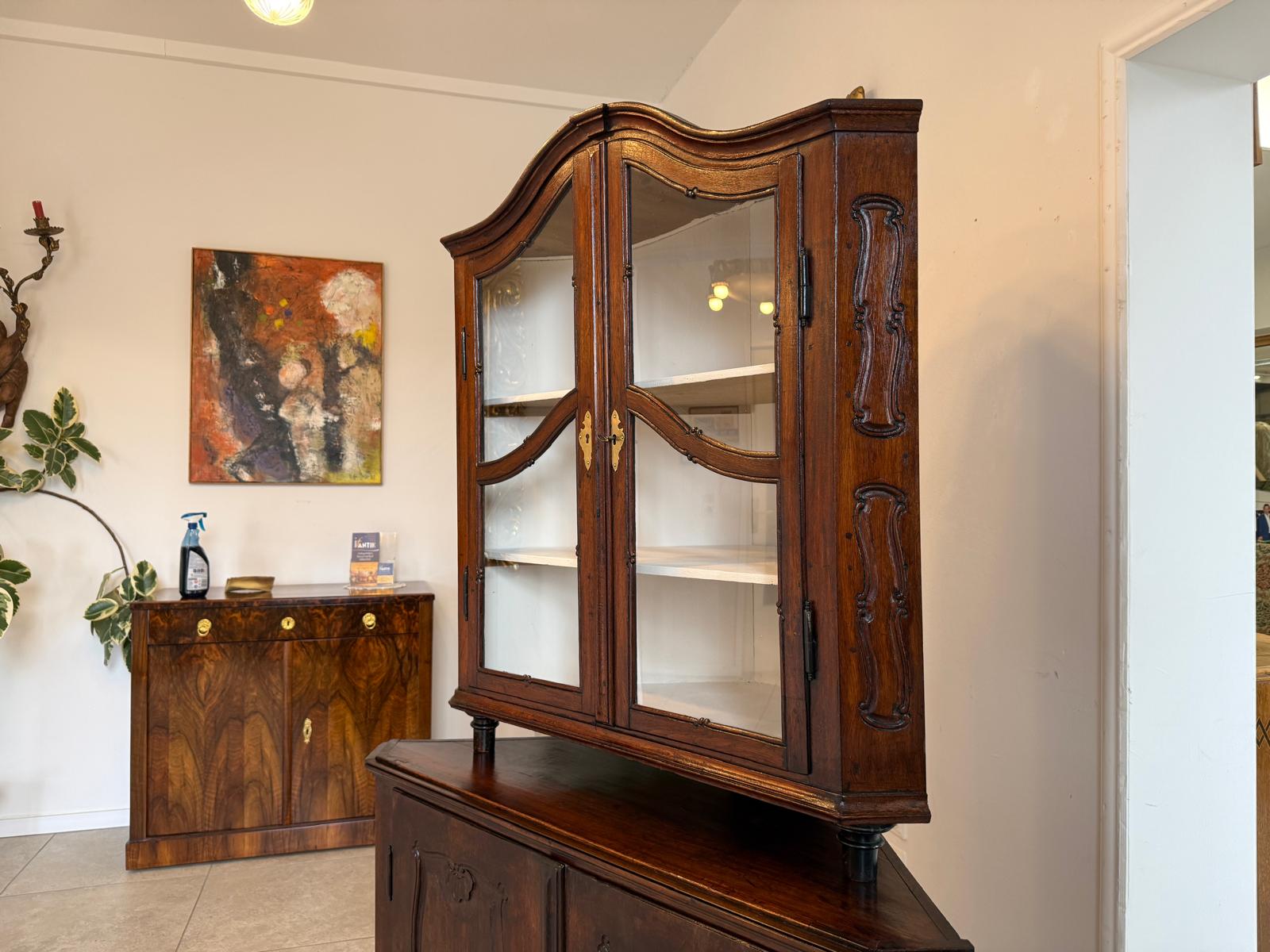 Originale Eckanrichte Eckvitrine Eckmöbel Barock Antiquität D1141