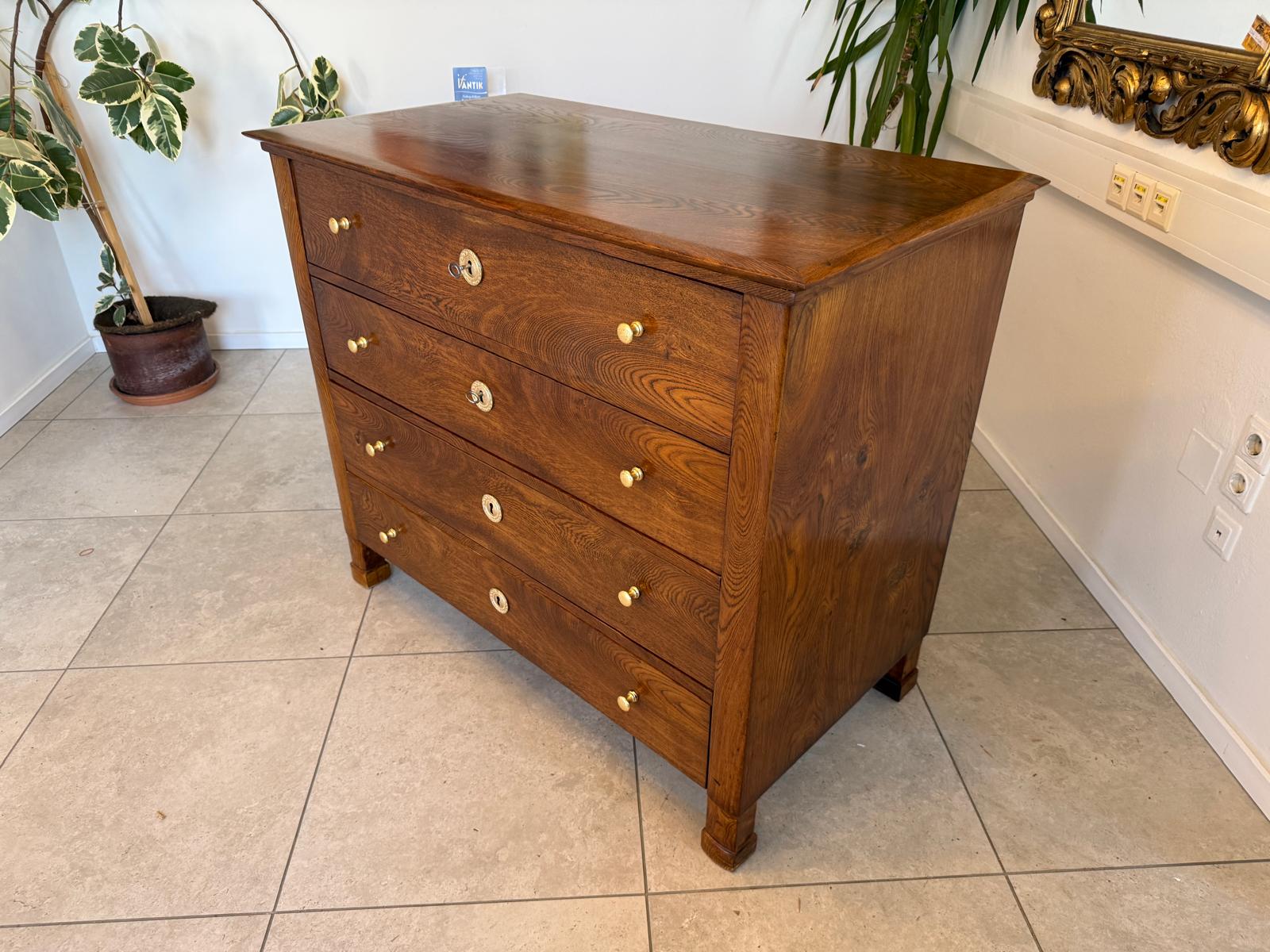 Biedermeier Schreibkommode Eichenholz Antiquität Antikmöbel Restauriert D1174