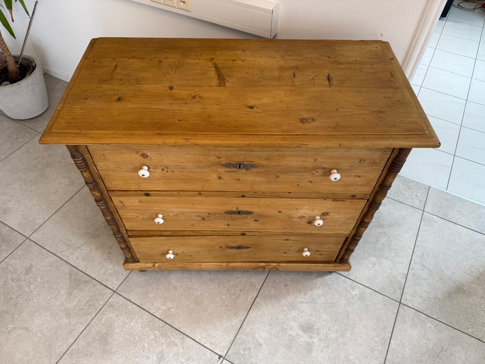 Biedermeier Kommode 3 Ladenkommode Antik Original D2380