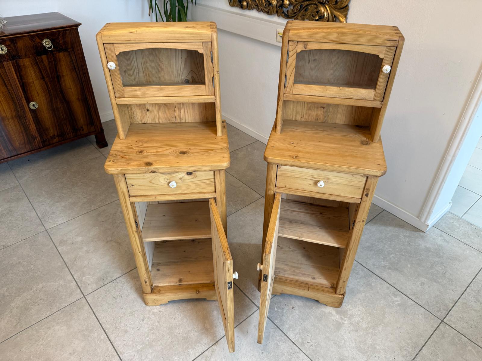 2 Restaurierte Bäuerliche Nachtkasterl Naturholzkasterl G2122