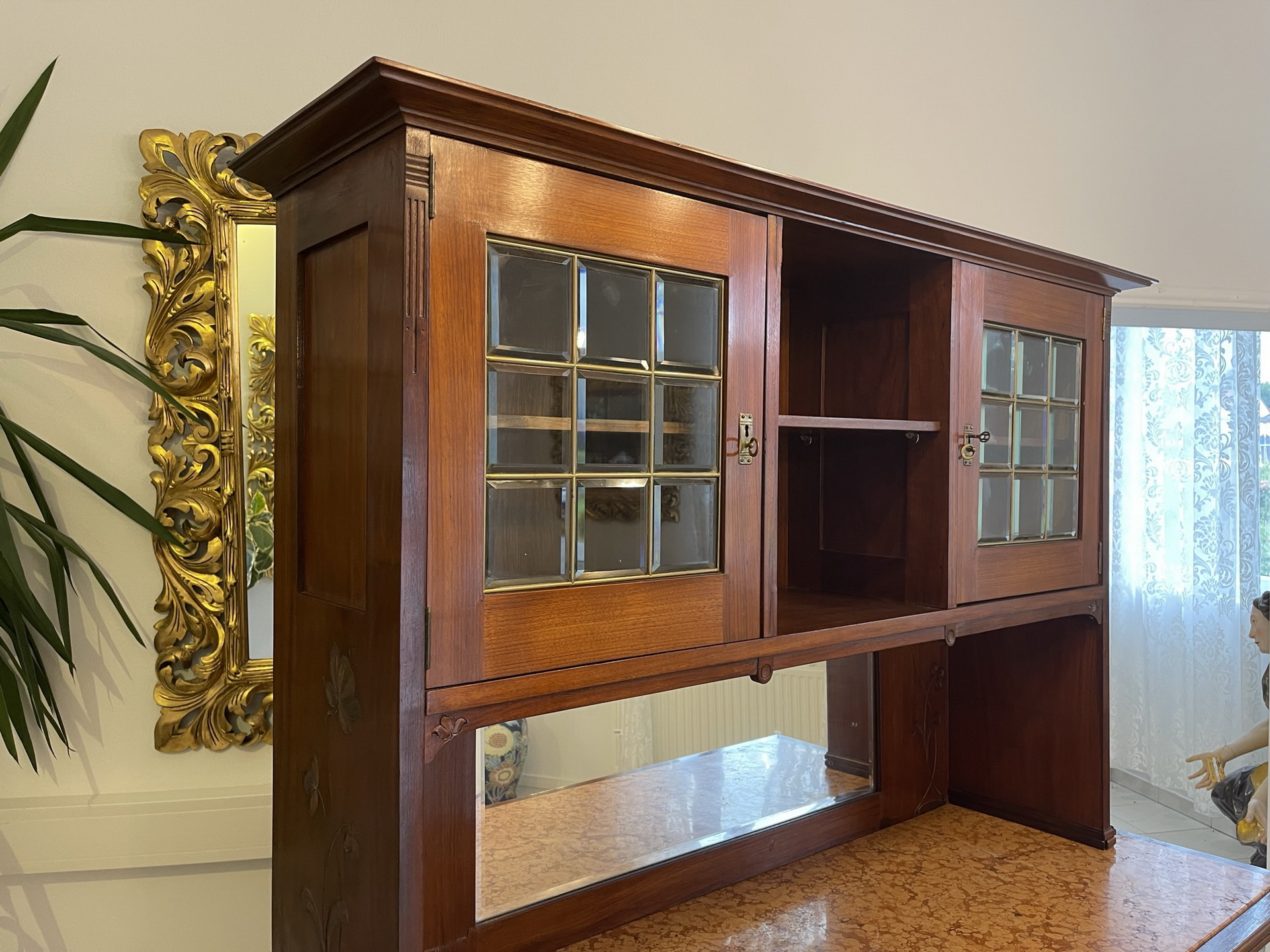 Jugendstil Aufsatzbuffet Bücherschrank Original  B1571