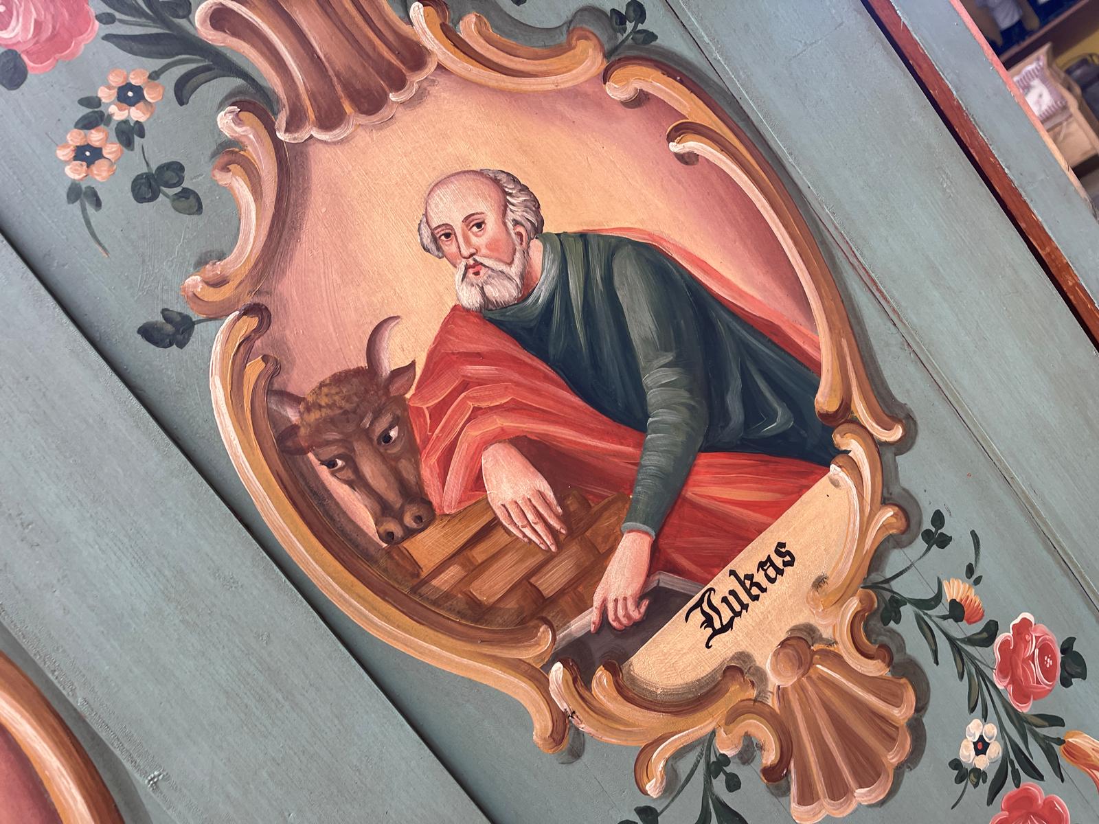 Antiker Sakristei-Schrank Antiquität Rarität Apostelschrank Bauernschrank Handbemalt G1304