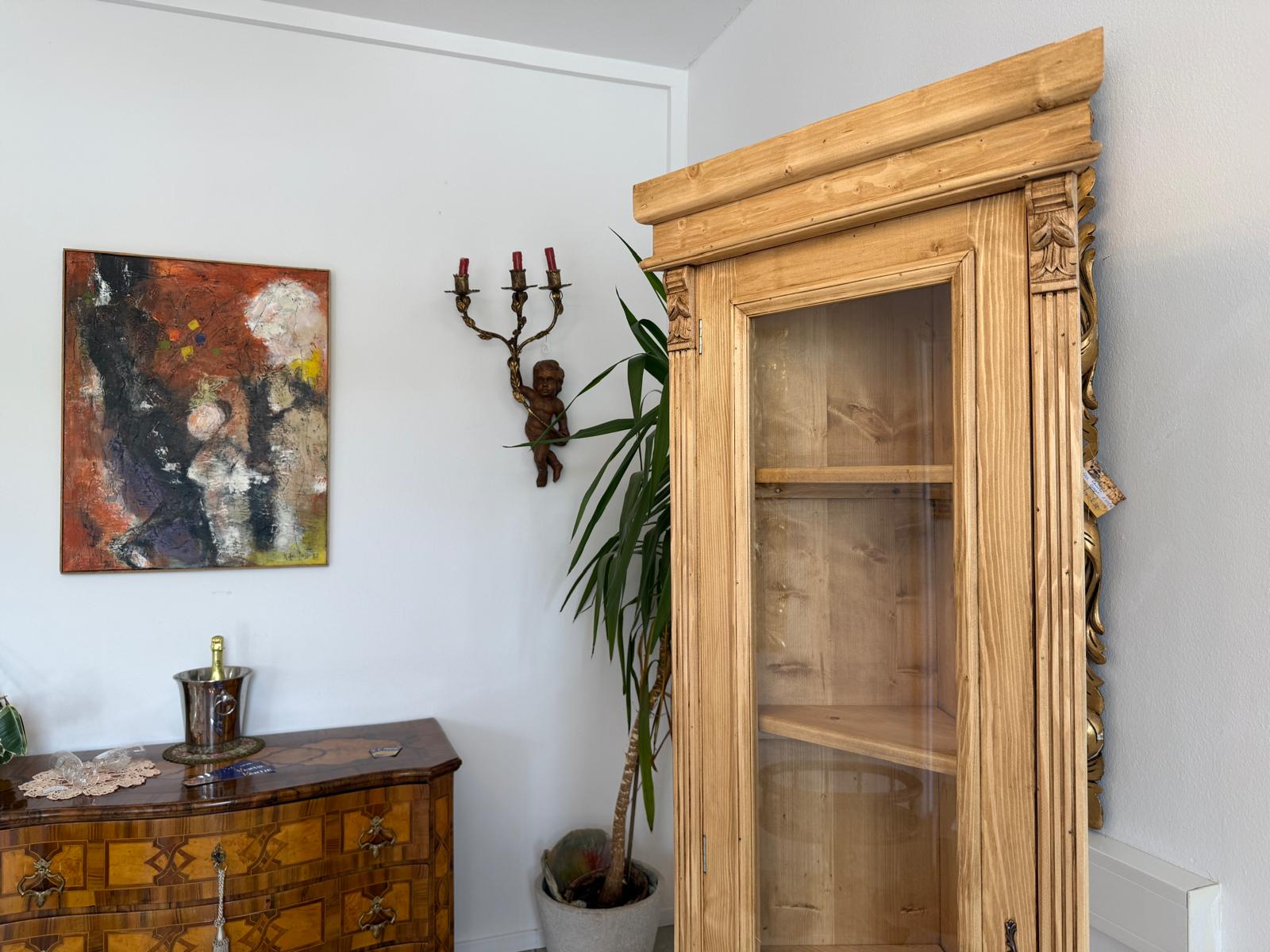 Eckschrank Eckvitrine Naturholz Weichholz BauernschrankD2671