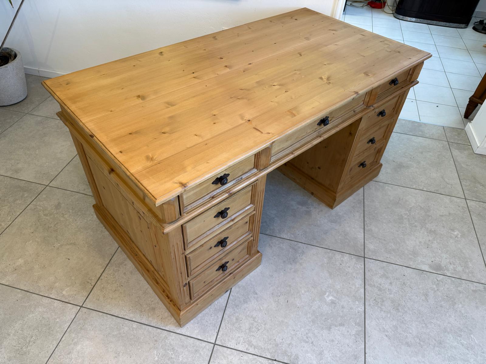 Bäuerlicher Gründerzeit Schreibtisch Sekretär Weichholz D2403