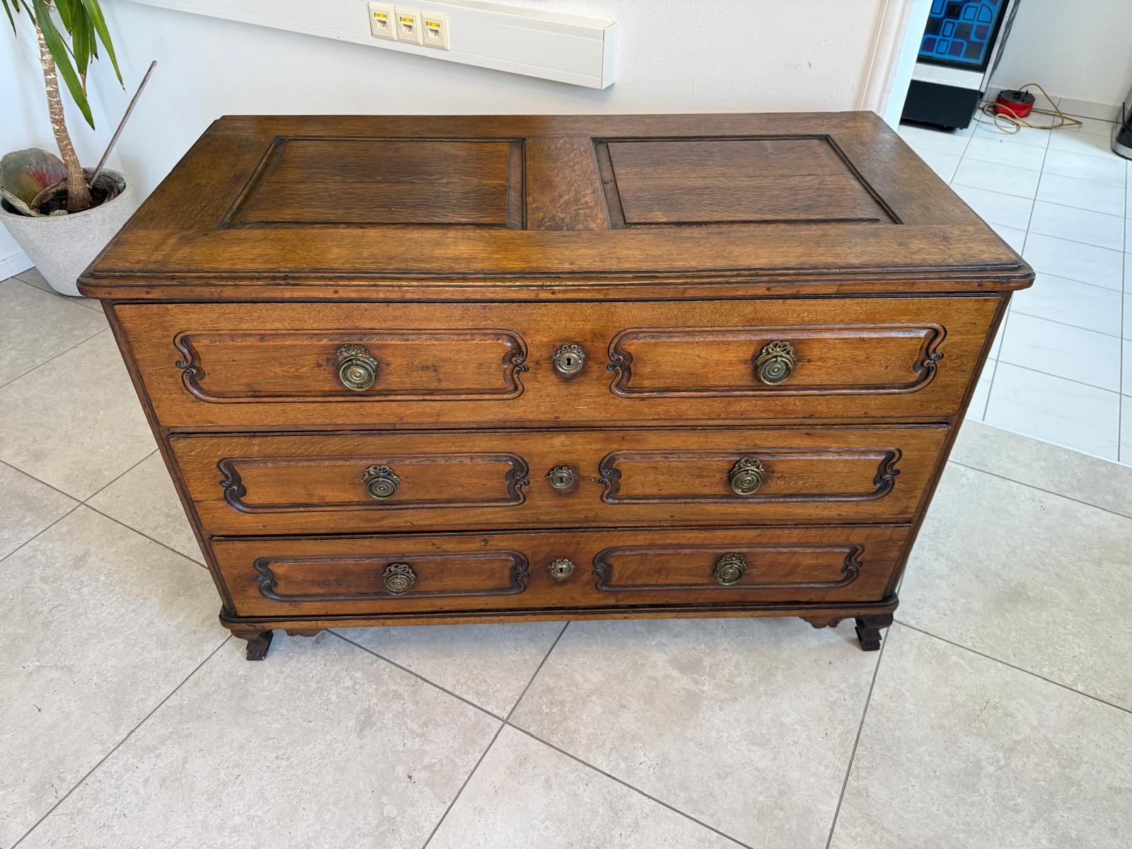 Authentische Barock Kommode Ladenkommode Eichenholz Antiquität D2428