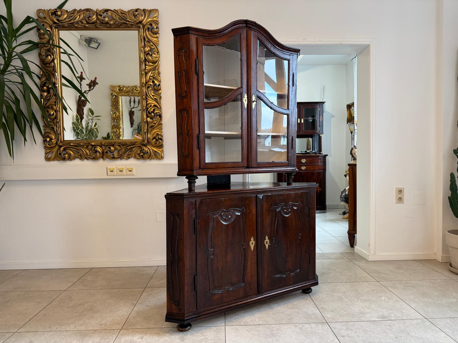 Originale Eckanrichte Eckvitrine Eckmöbel Barock Antiquität D1141