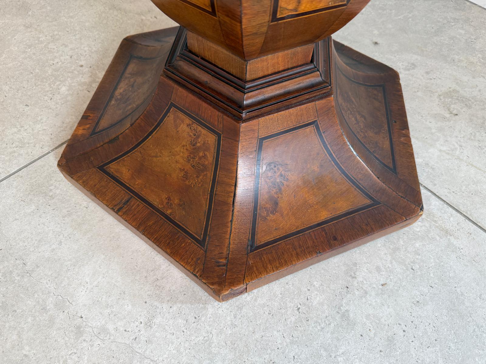 Biedermeier Tisch Vasentisch Antiquität Marketiert Intarsiert D2354