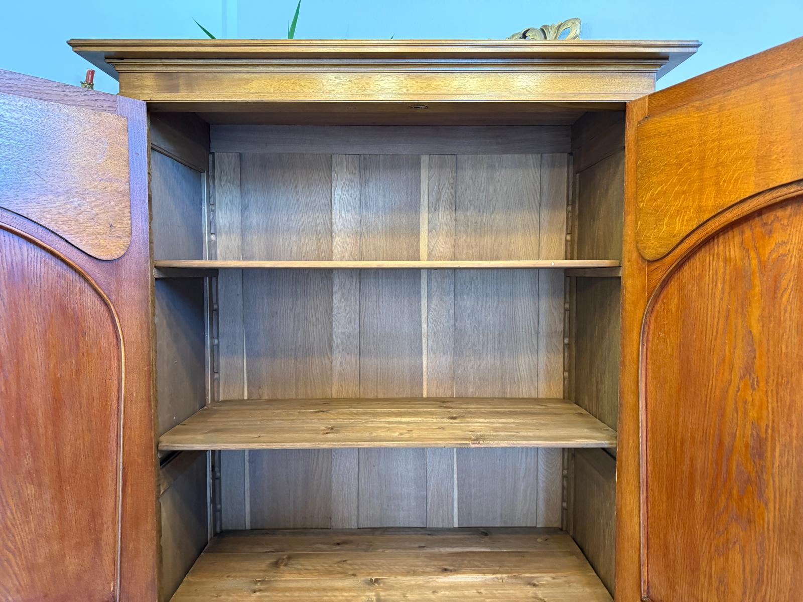 Jugendstil Spiegelschrank Kleiderschrank Bücherschrank Antik Restauriert D1190 