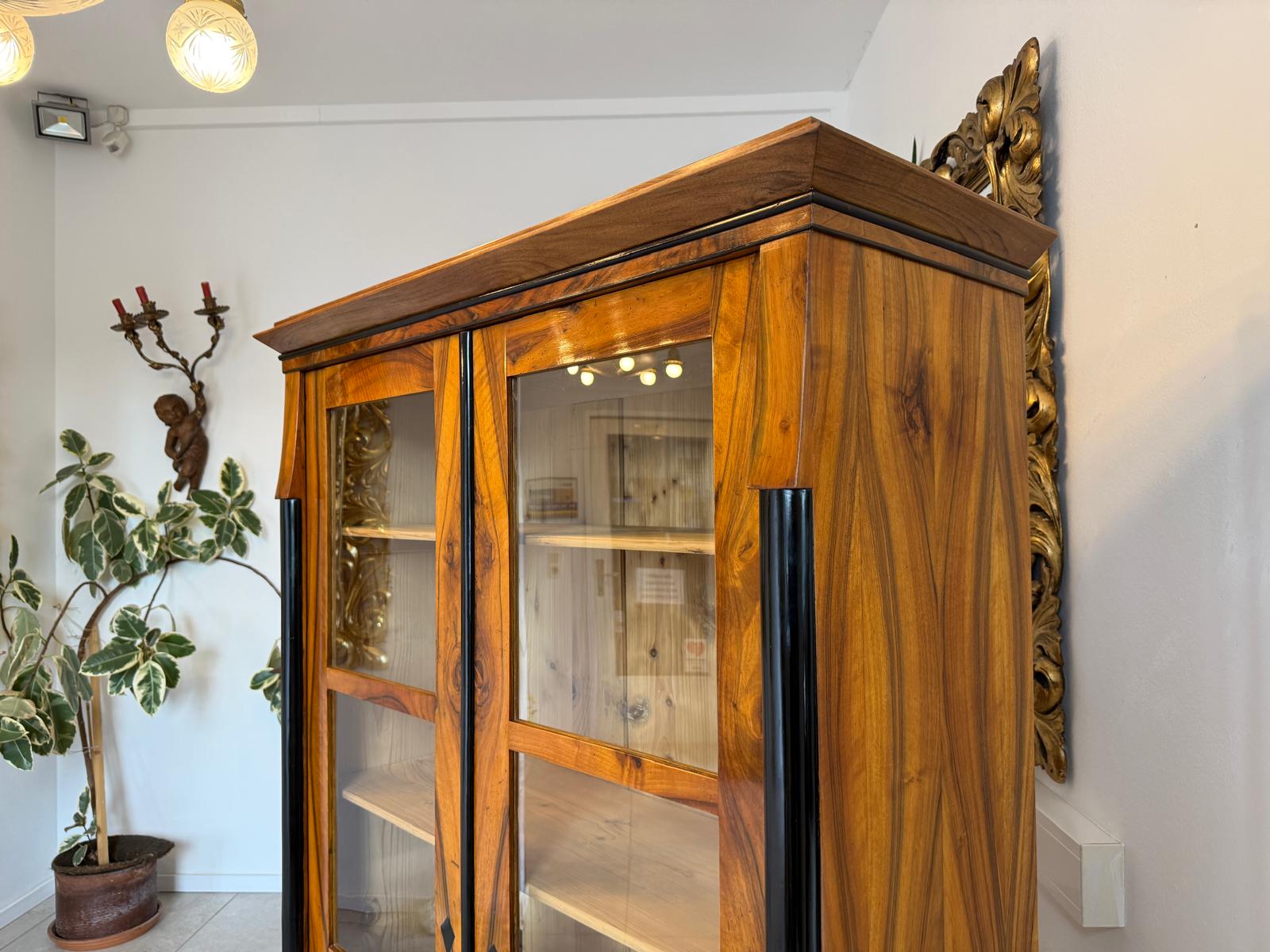 Biedermeier Vitrine Bücherschrank Restauriert Nussbaum Antiquität SALE D2293
