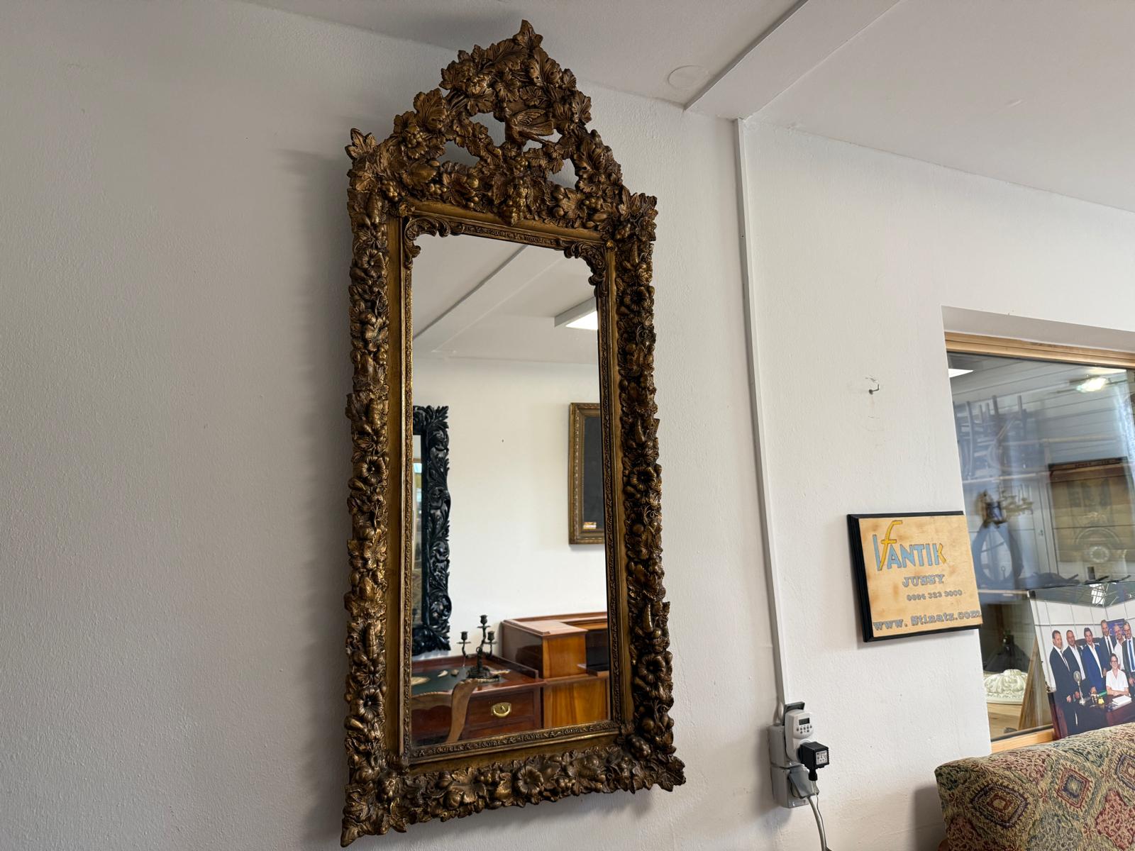 Rosenspiegel Ritterspiegel um 1860 Rosen Spiegel  Traum Rahmen G2167