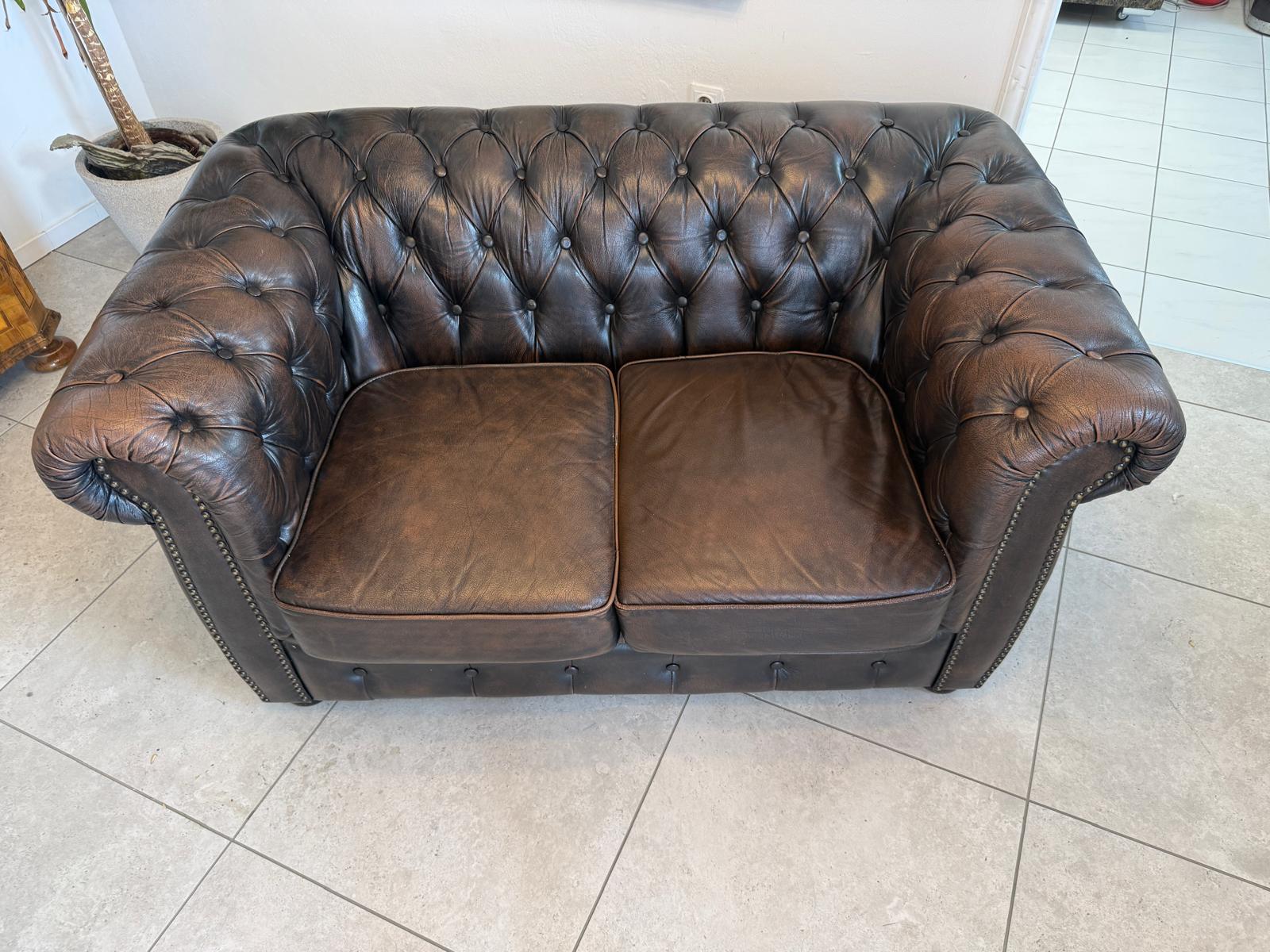 Chesterfield 2er Clubsofa Couch Zigarrenbraun D2757