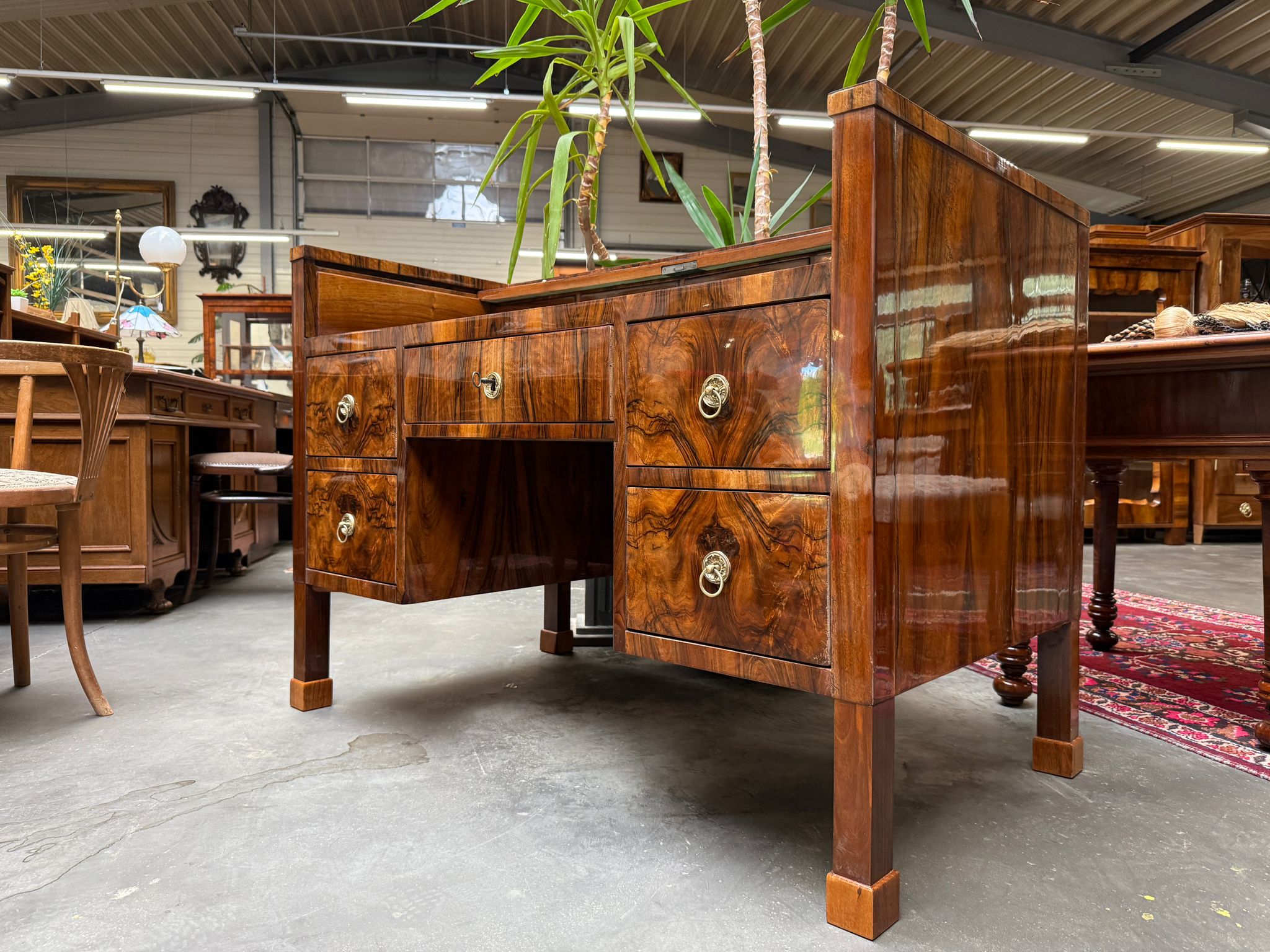 Restaurierte Biedermeier Schreibkommode Sekretär Nussholz Antiquität G2054