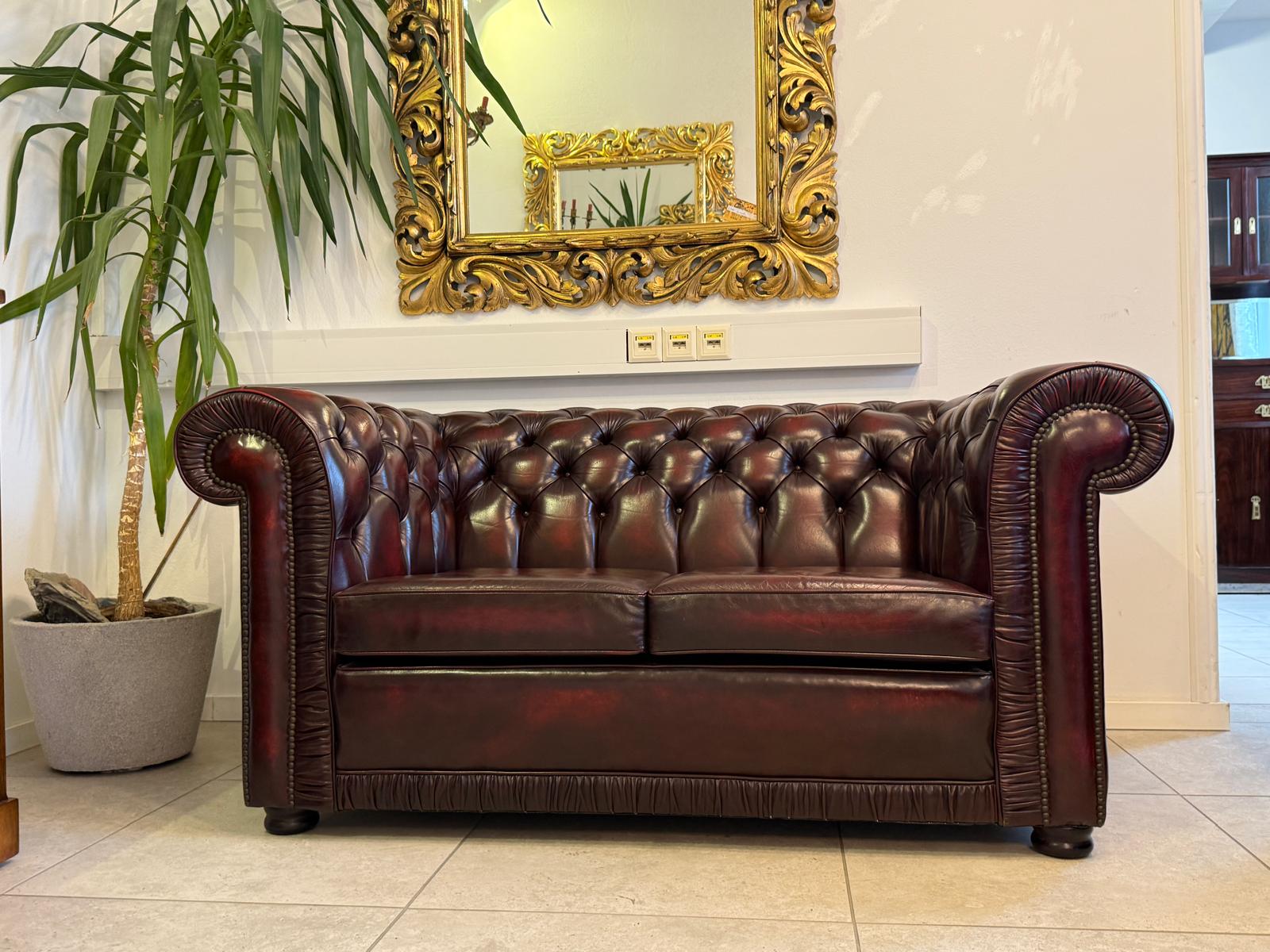 Chesterfield Ensemble 3 teilig Ledersofa Fauteuils Clubmöbel Cultmöbel D1110