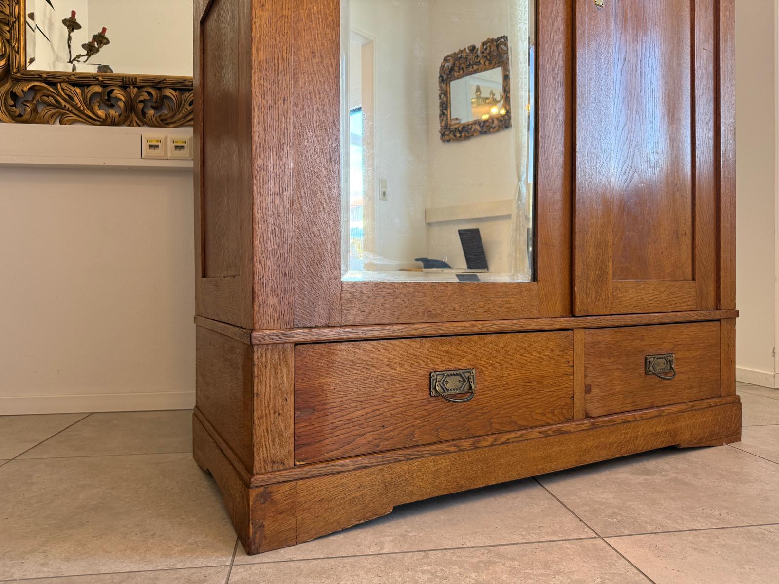Originaler Jugendstil Garderobenschrank Spiegelschrank D2786