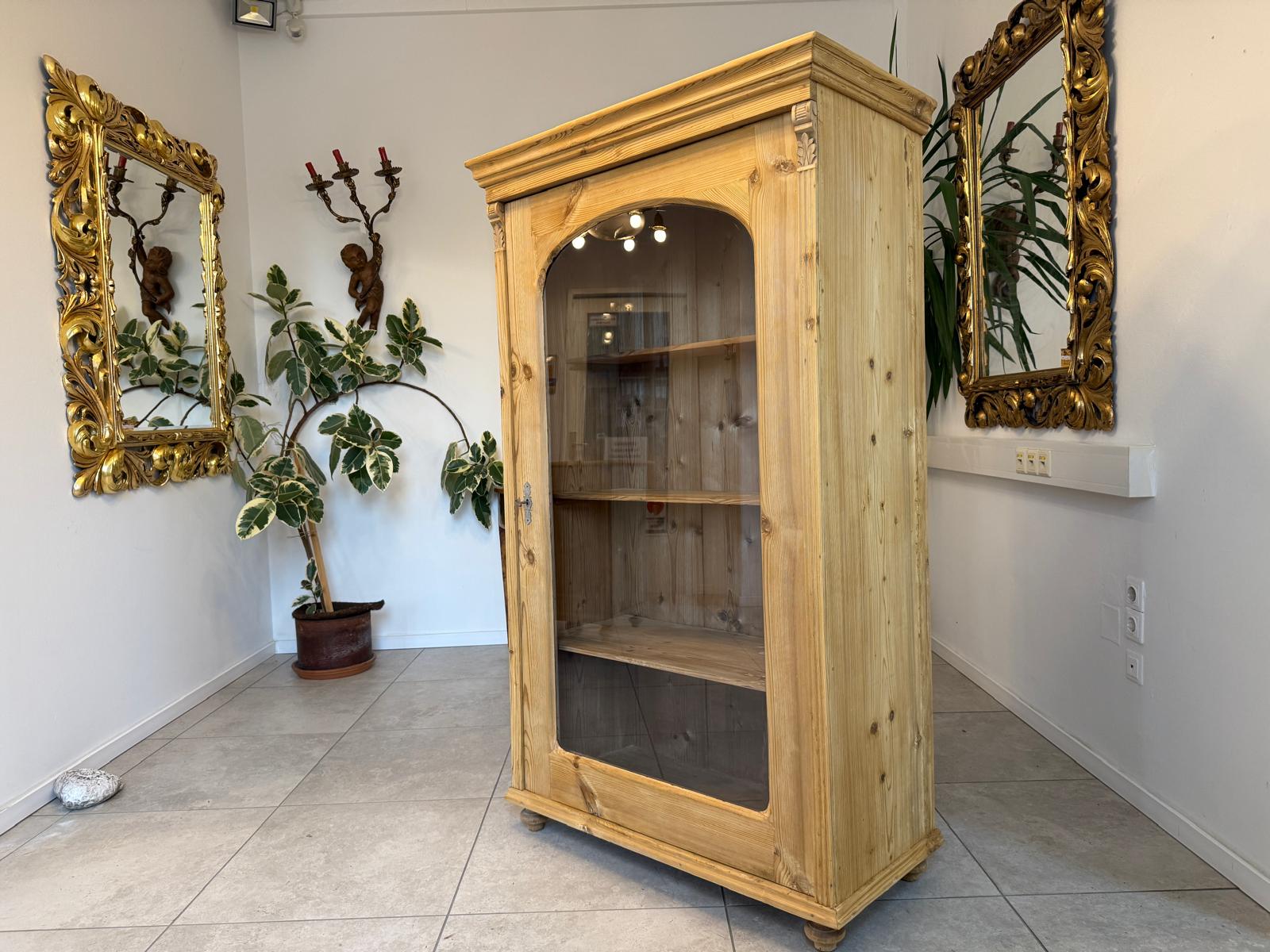 Bäuerliche Gründerzeit Vitrine Bauernvitrine Bauernschrank Naturholz G2216
