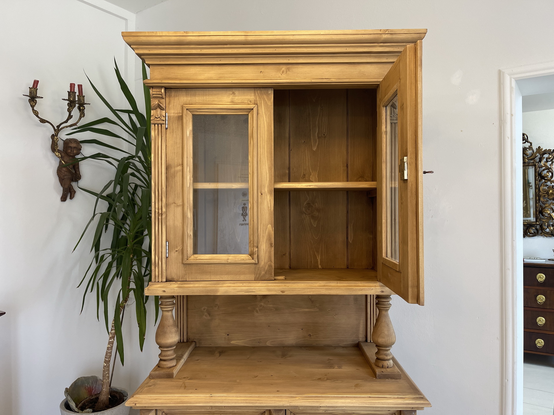 Biedermeier-Barock-25ryXfeL10fOkT9 Schmale Gründerzeit Küchenkredenz Bauernschrank A4078
