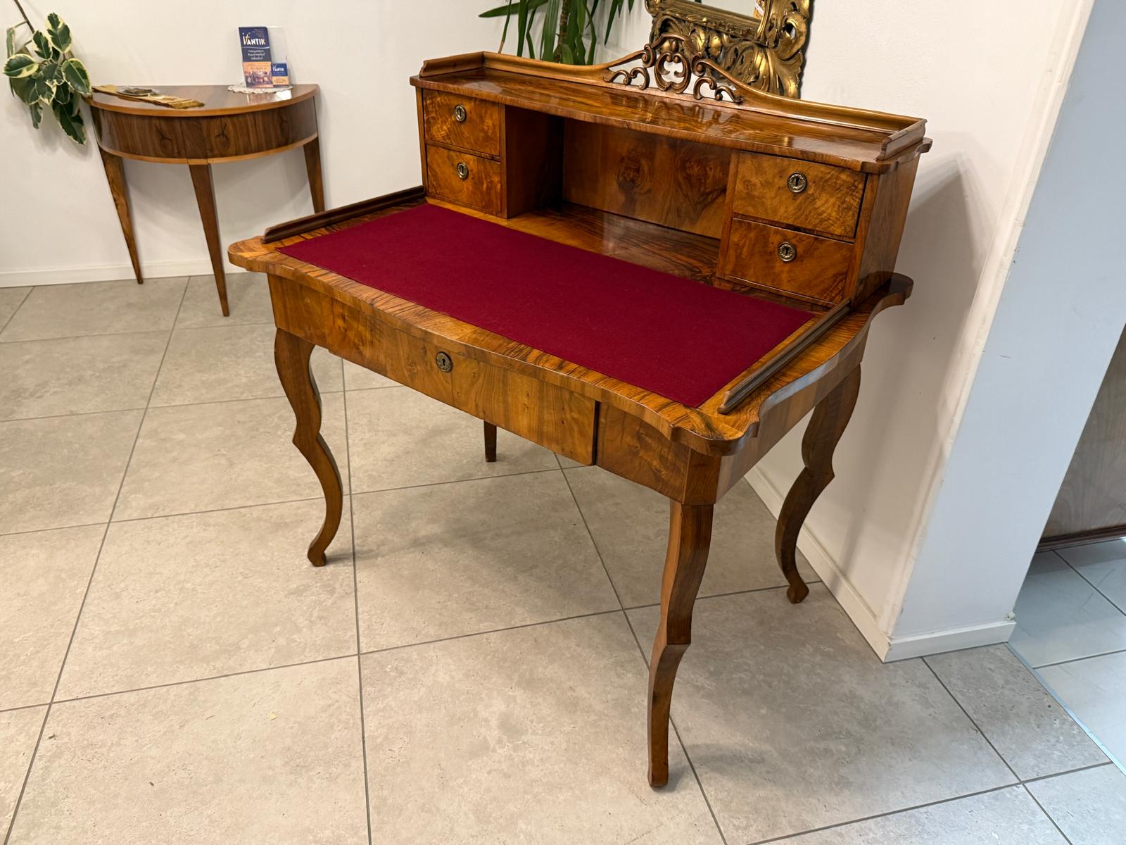 Spätbiedermeier Damen Sekretär Schreibtisch Nussholz G2261