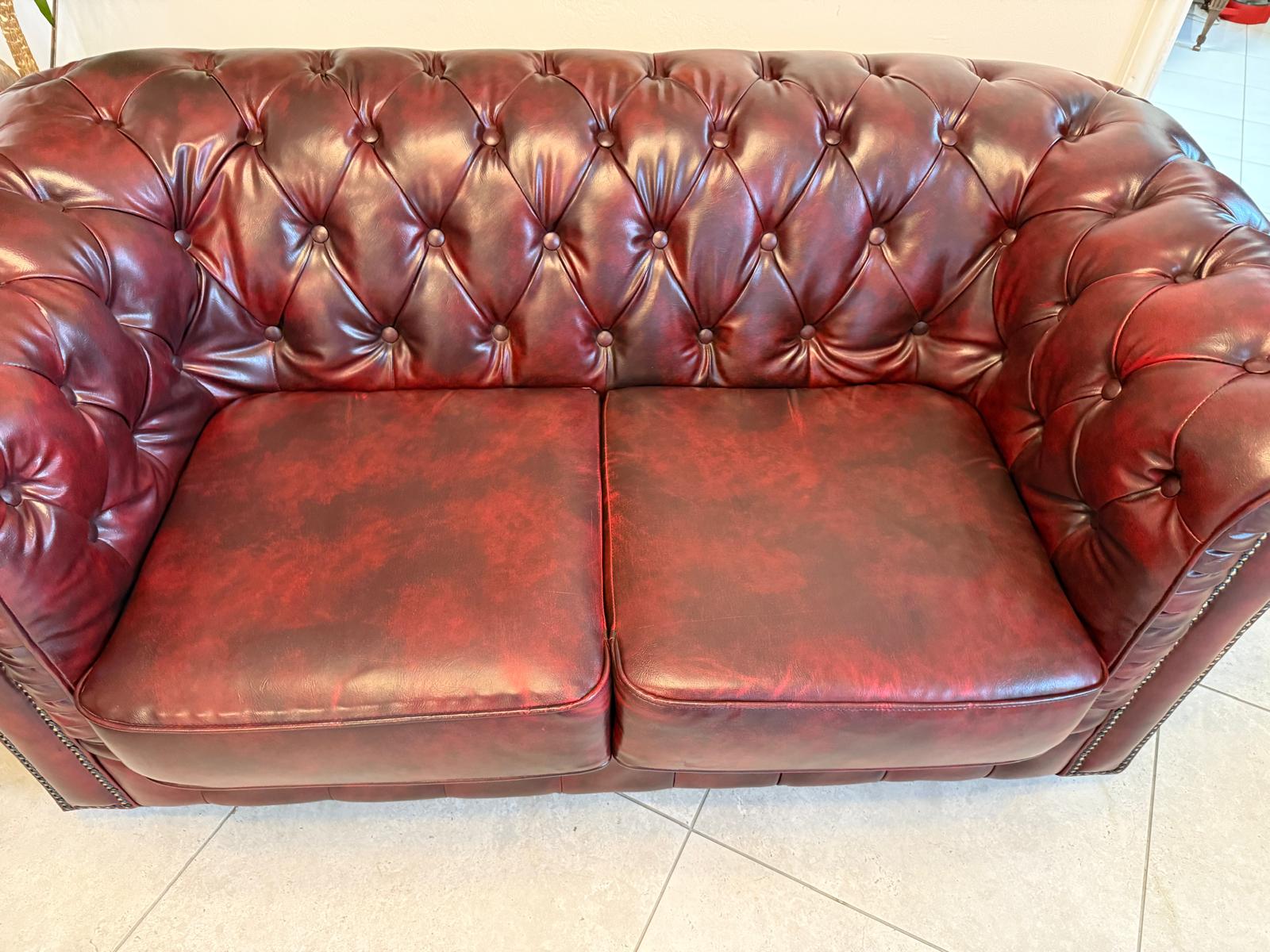 Chesterfield Ensemble 3 teilig Ledersofa Fauteuils Clubmöbel Cultmöbel G2264