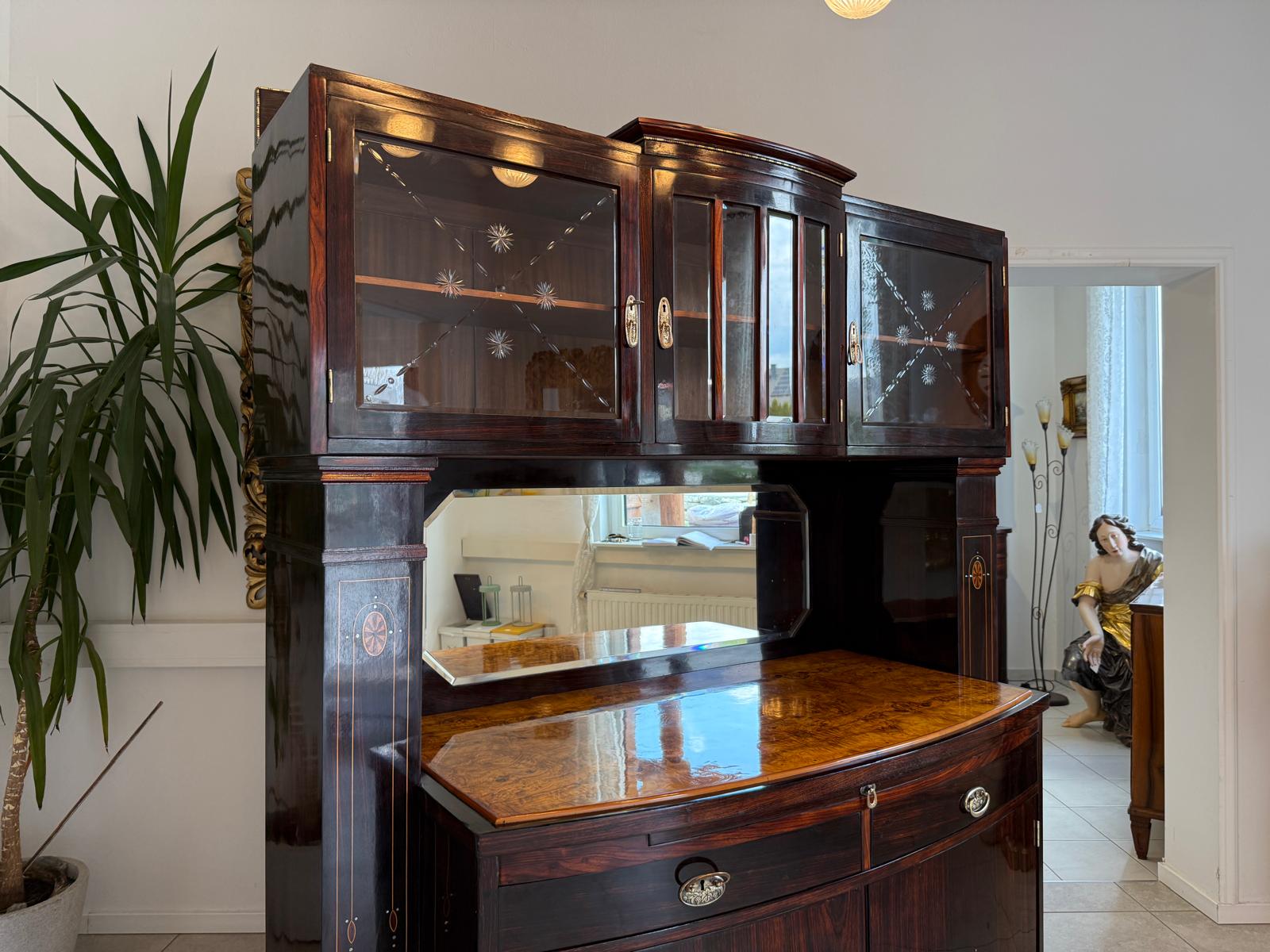 Jugendstil Aufsatzbuffet Antiquität Rarität Floral Restauriert D2376