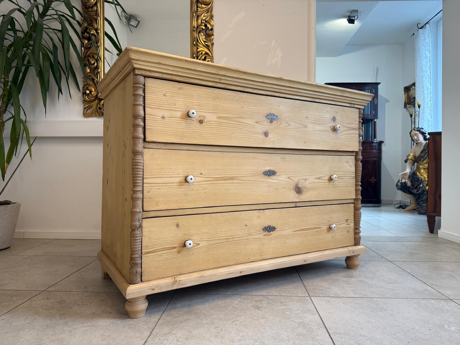 Originale Gründerzeit Kommode Restauriert Fichtenholz Antik D1081