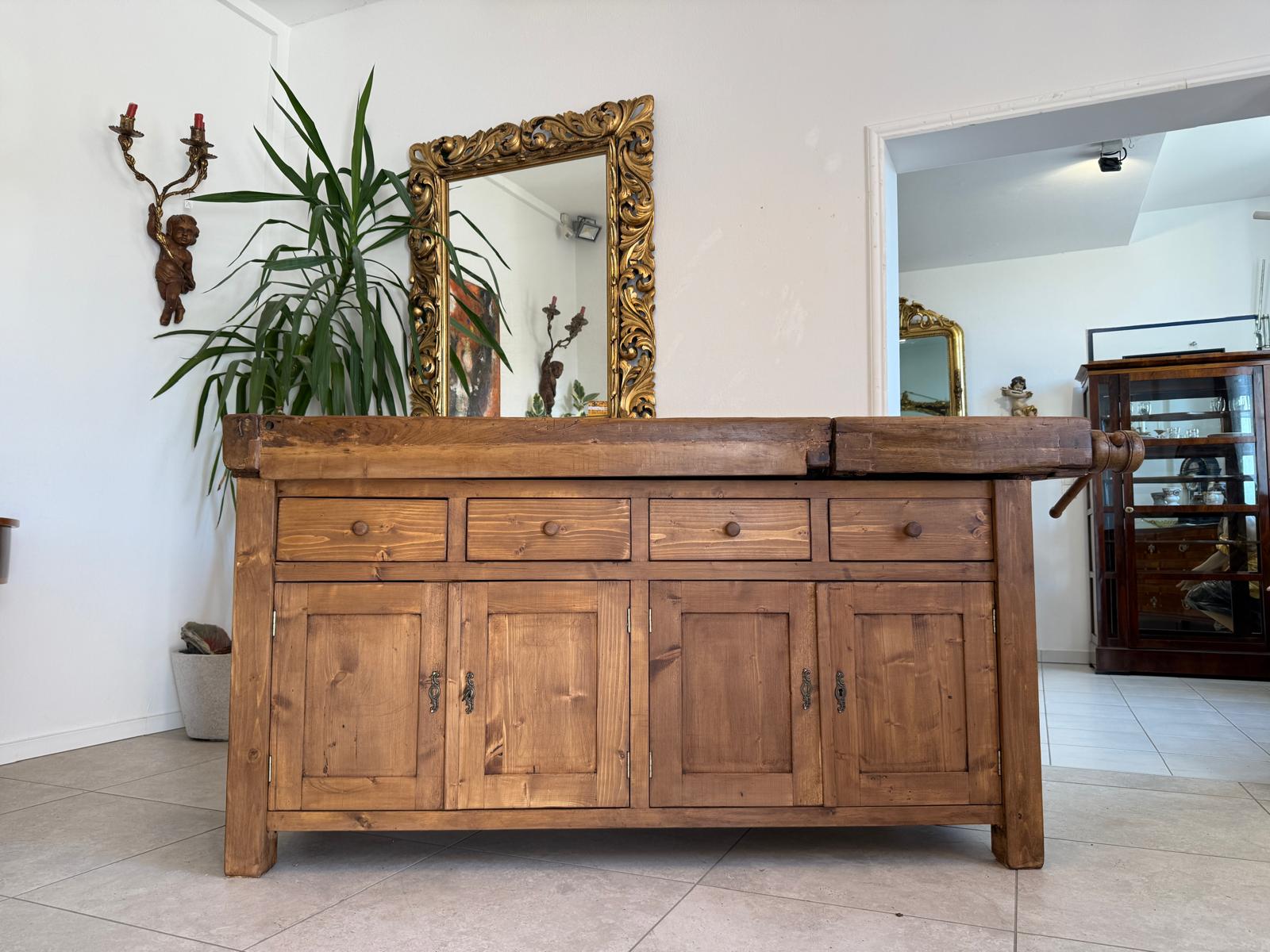 Urige Hobelbank Werkbank Pult Tresen Ladenschrank G2190