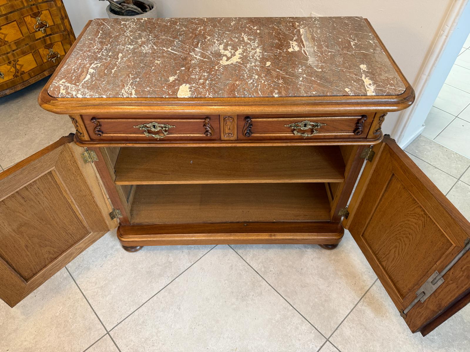 Pfeiferlbarock Anrichte Sideboard Eichenholz Granitplatte Antiquität D2746