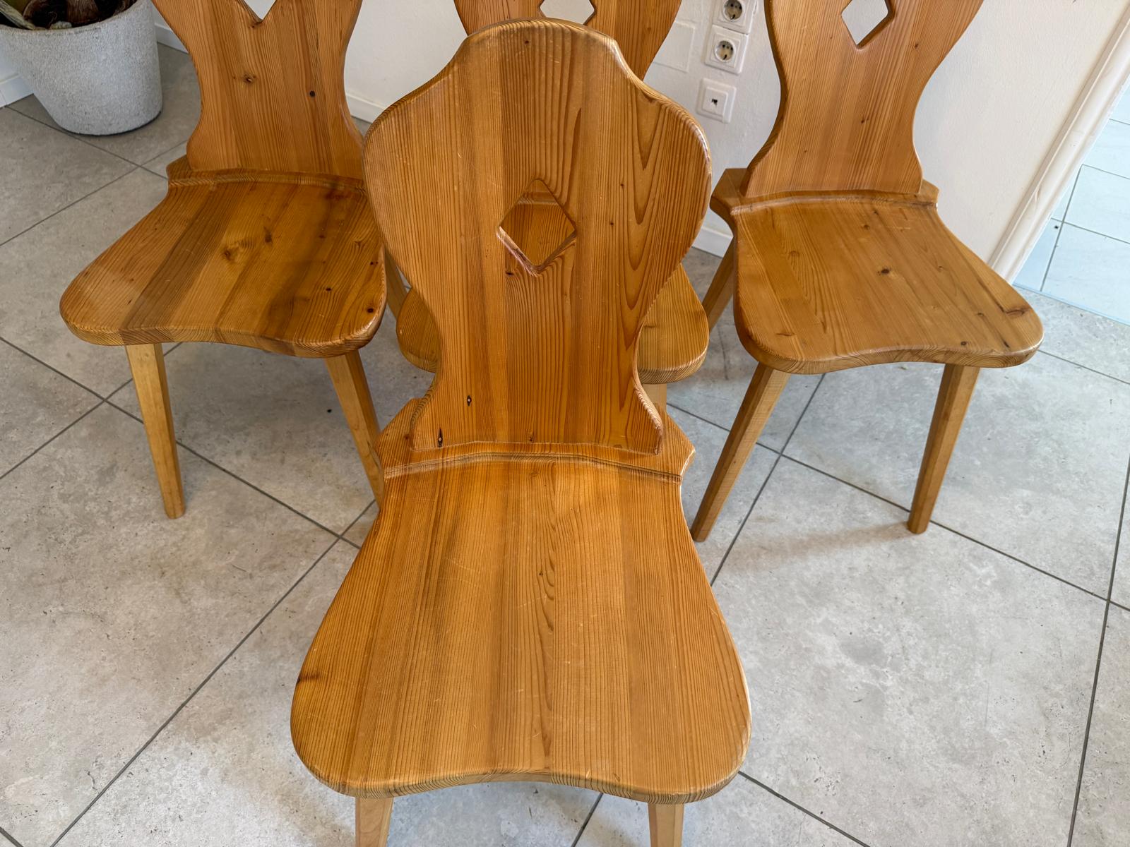 4 Antike Weichholz Kiefernholz Bauernsessel Sessel G1045-1