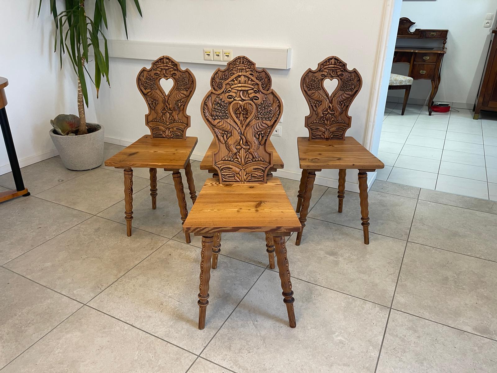 4 originale Bauernsessel Sessel Wappensesel Drachensessel G1243